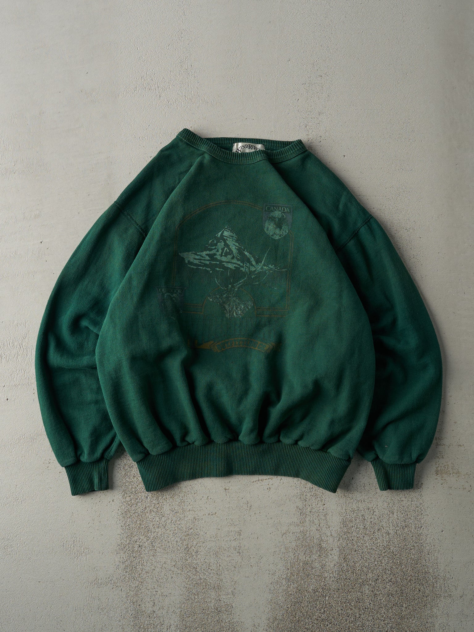 Vintage 90s Forest Green Wind River Outfitting Co Nature Crewneck (L)