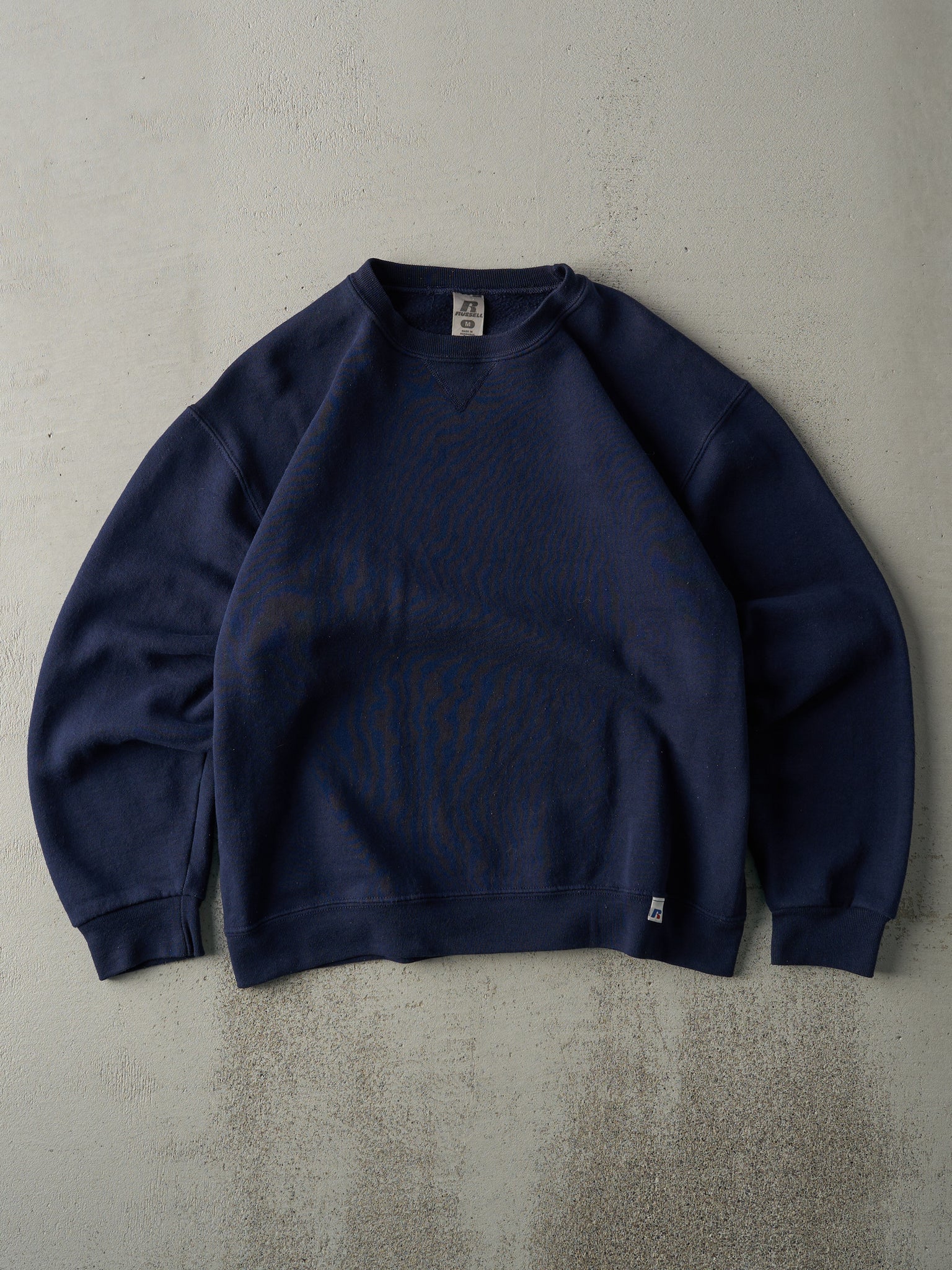 Vintage Y2K Navy Blue Russell Athletics Blank Crewneck (M)