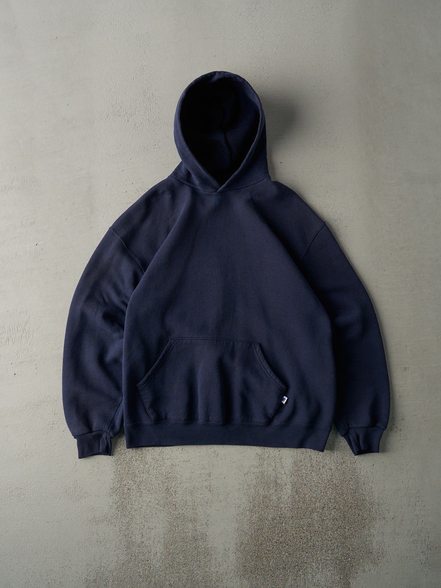 Vintage Y2K Navy Blue Russell Athletics Blank Hoodie (M)