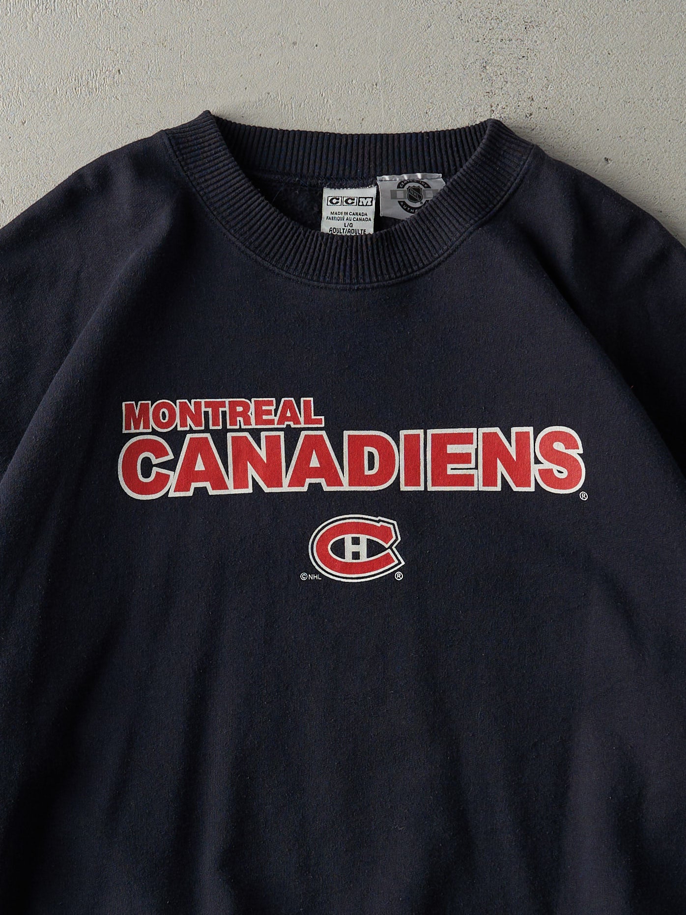 Vintage 90s Navy Blue Montreal Canadians Crewneck (L)