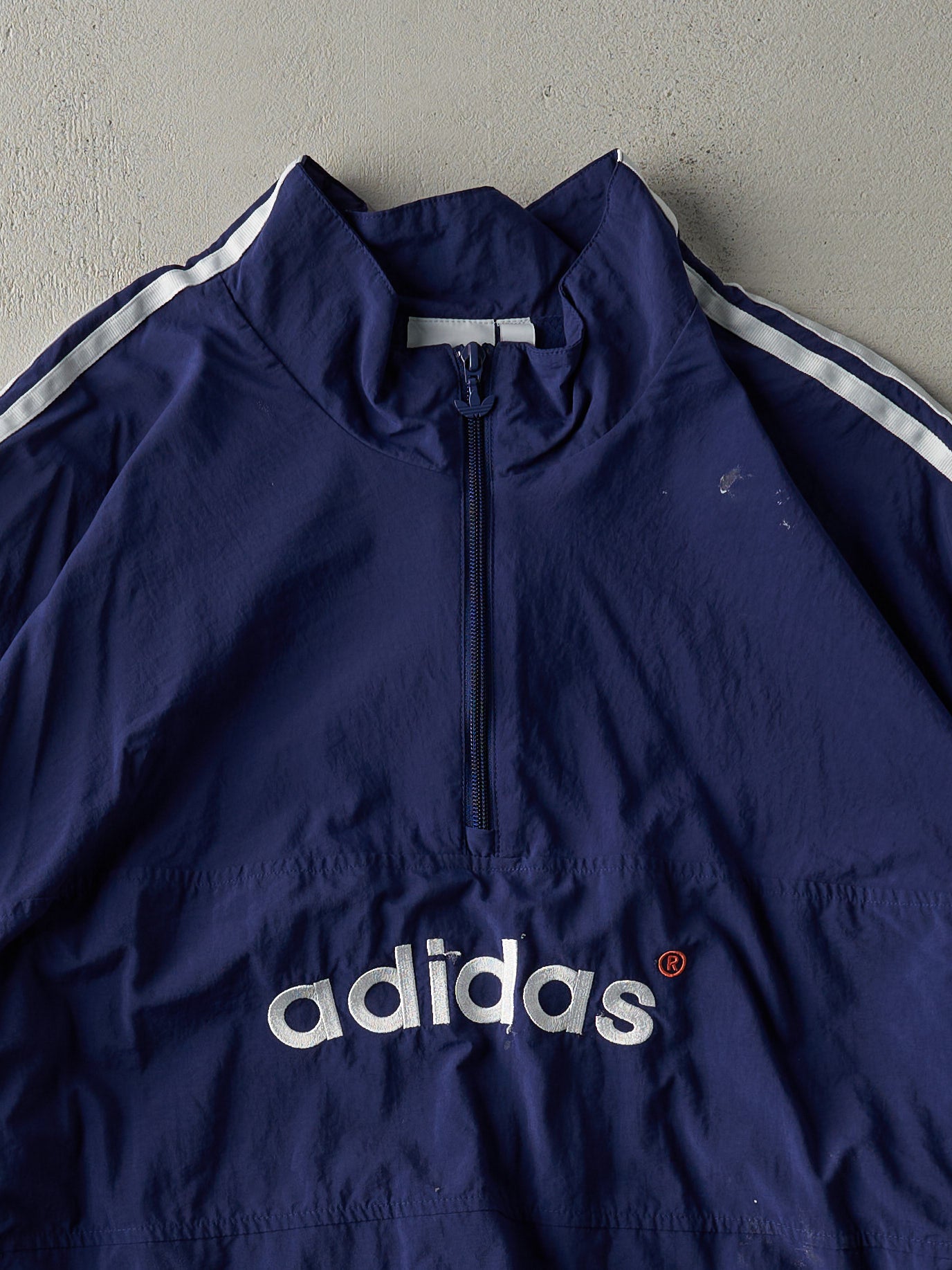 Vintage Y2K Navy Blue Adidas Quarter Zip Windbreaker Jacket (M/L)