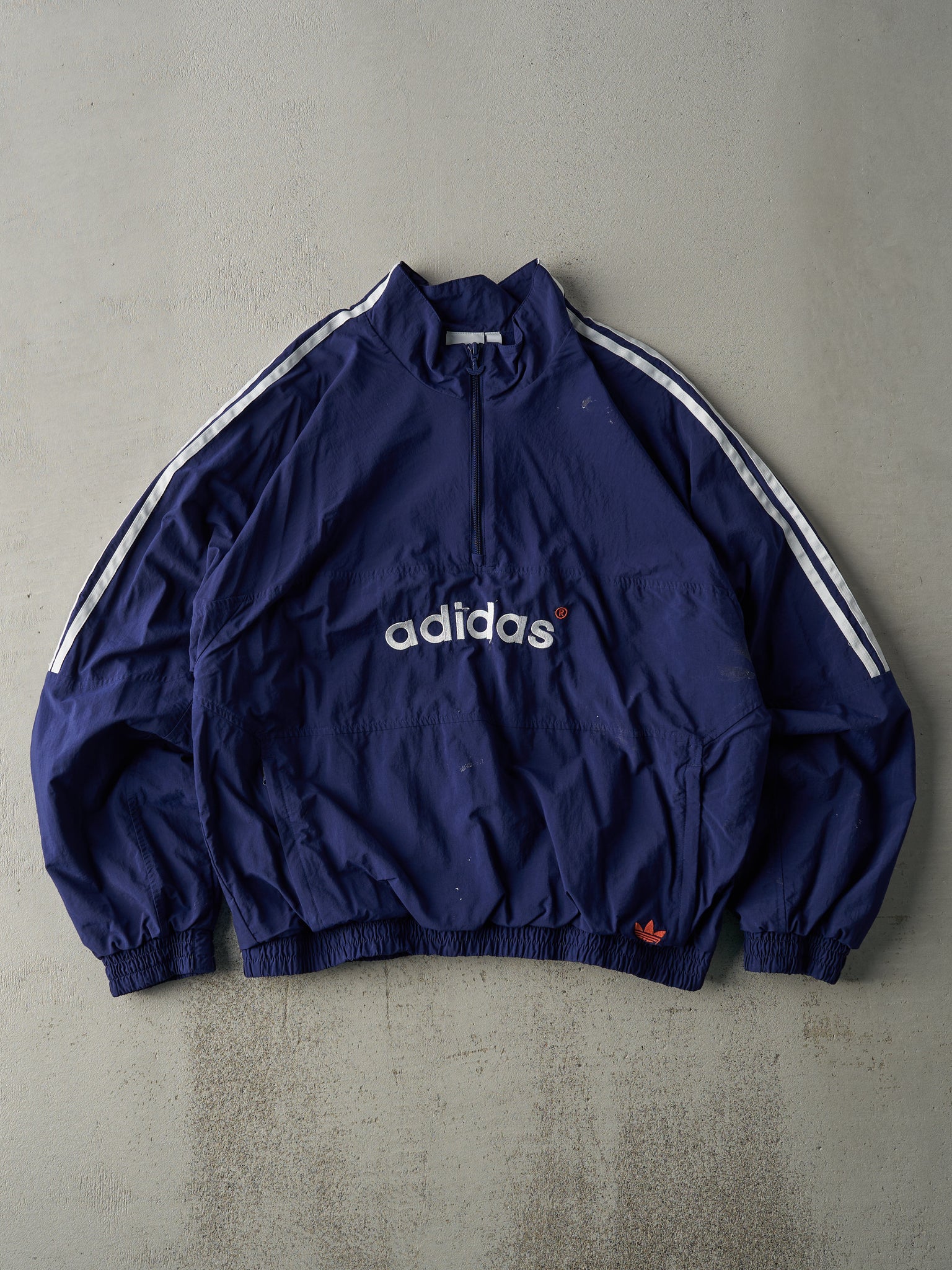 Vintage Y2K Navy Blue Adidas Quarter Zip Windbreaker Jacket (M/L)