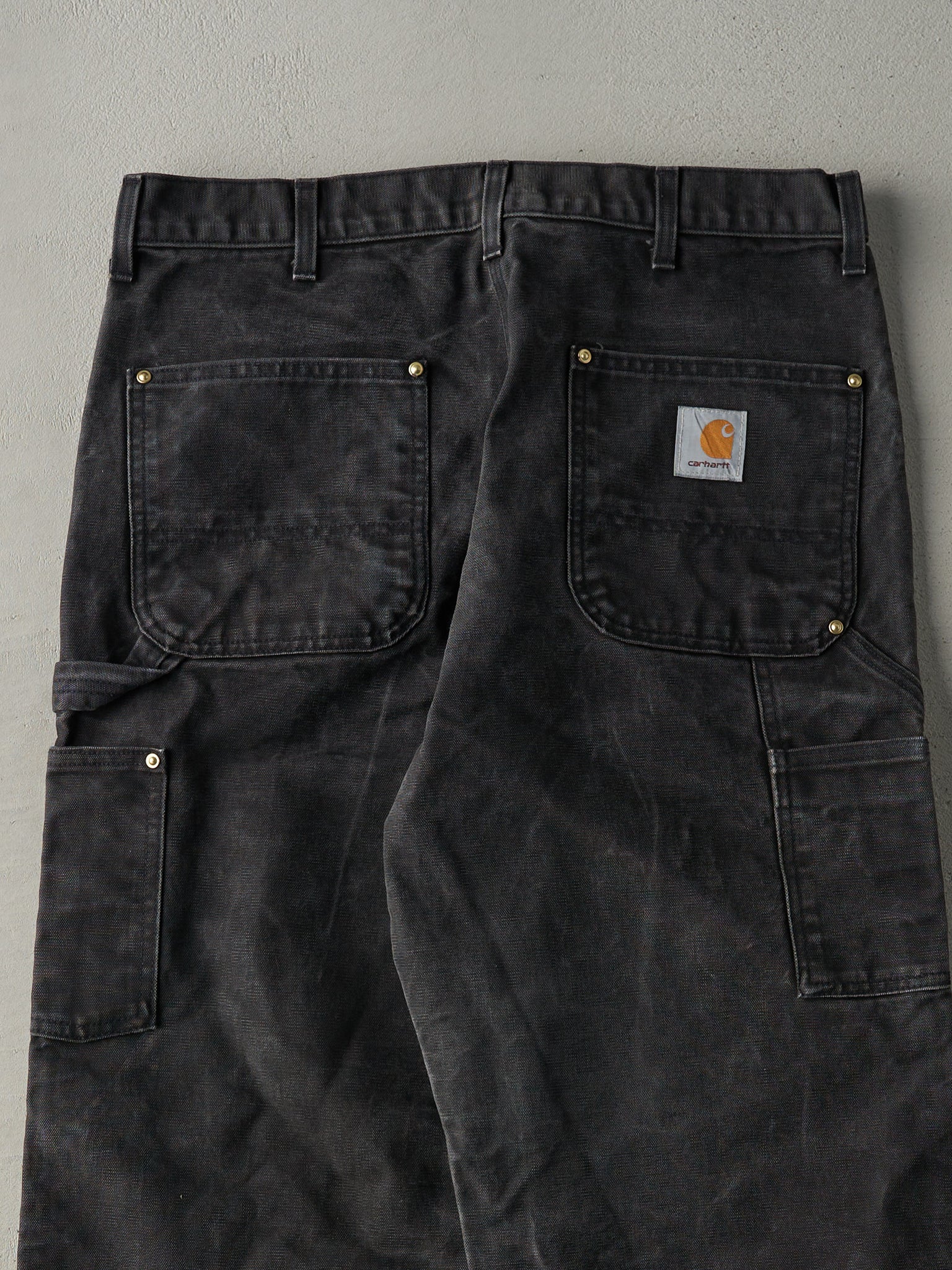 Vintage 90s Washed Black Carhartt Double Knee Carpenter Pants (36x29)