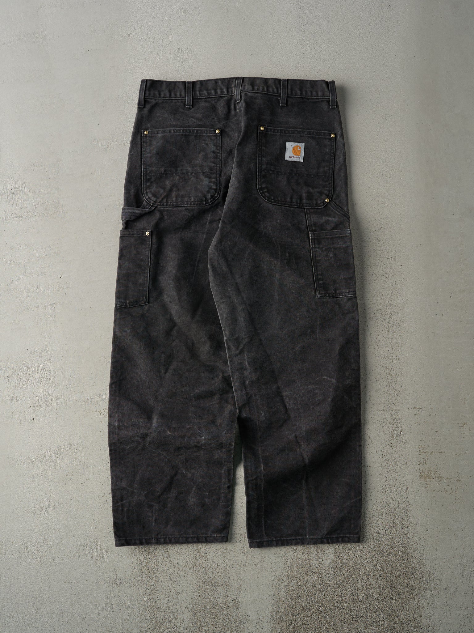 Vintage 90s Washed Black Carhartt Double Knee Carpenter Pants (36x29)