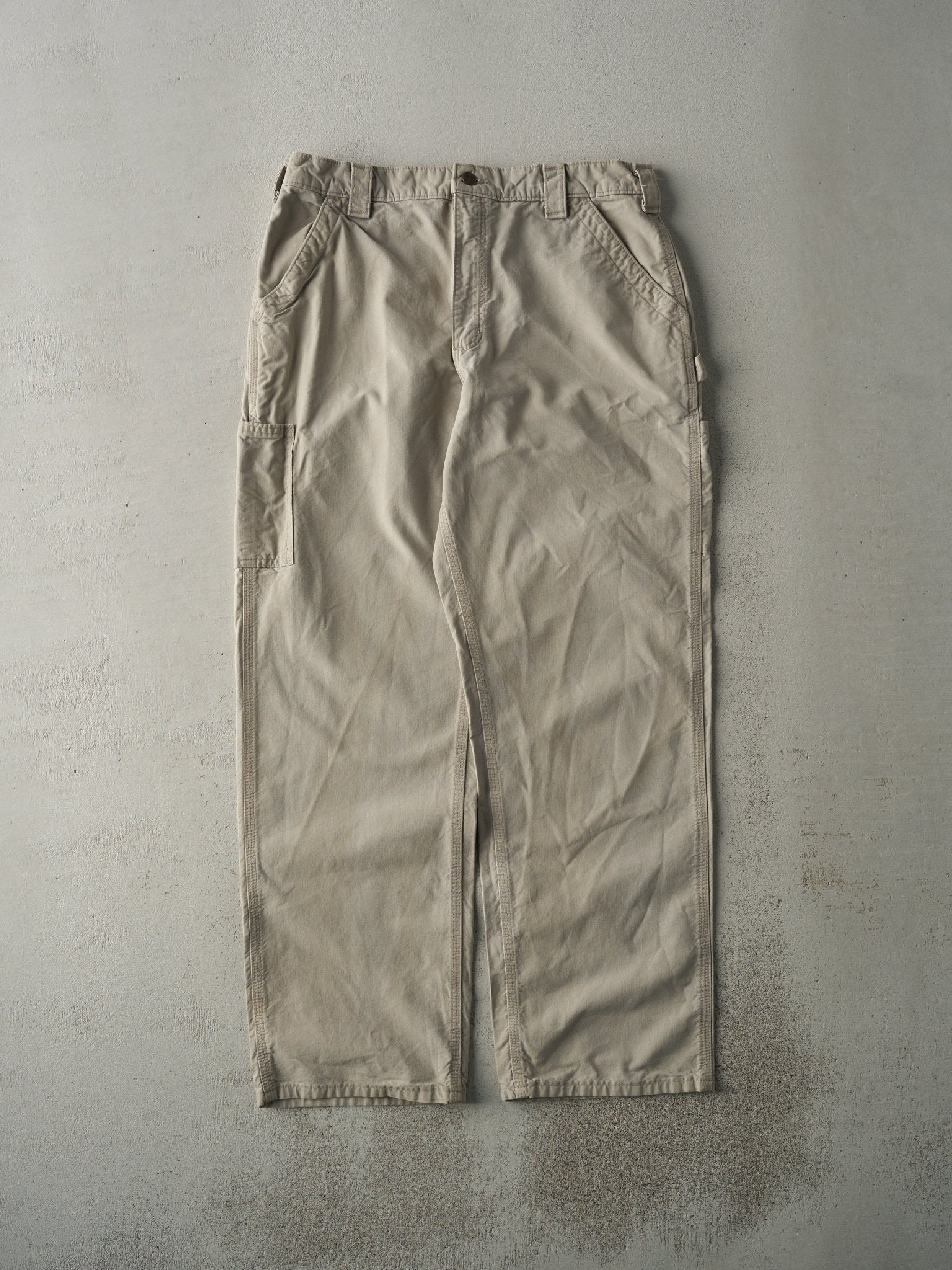 Vintage Y2K Beige Dungaree Fit Carhartt Light Weight Carpenter Pants (35.5x31.5)