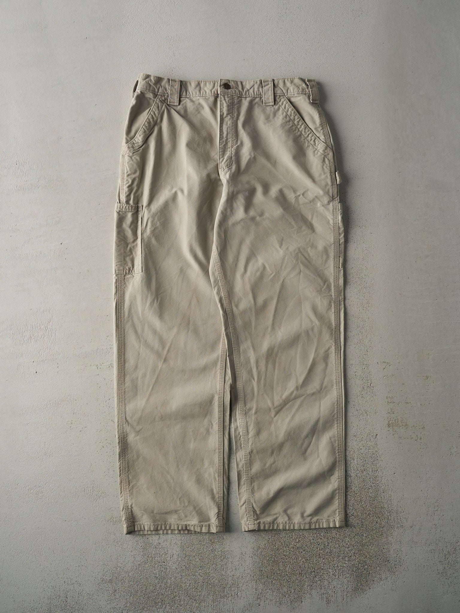 Vintage Y2K Beige Dungaree Fit Carhartt Light Weight Carpenter Pants (35.5x31.5)
