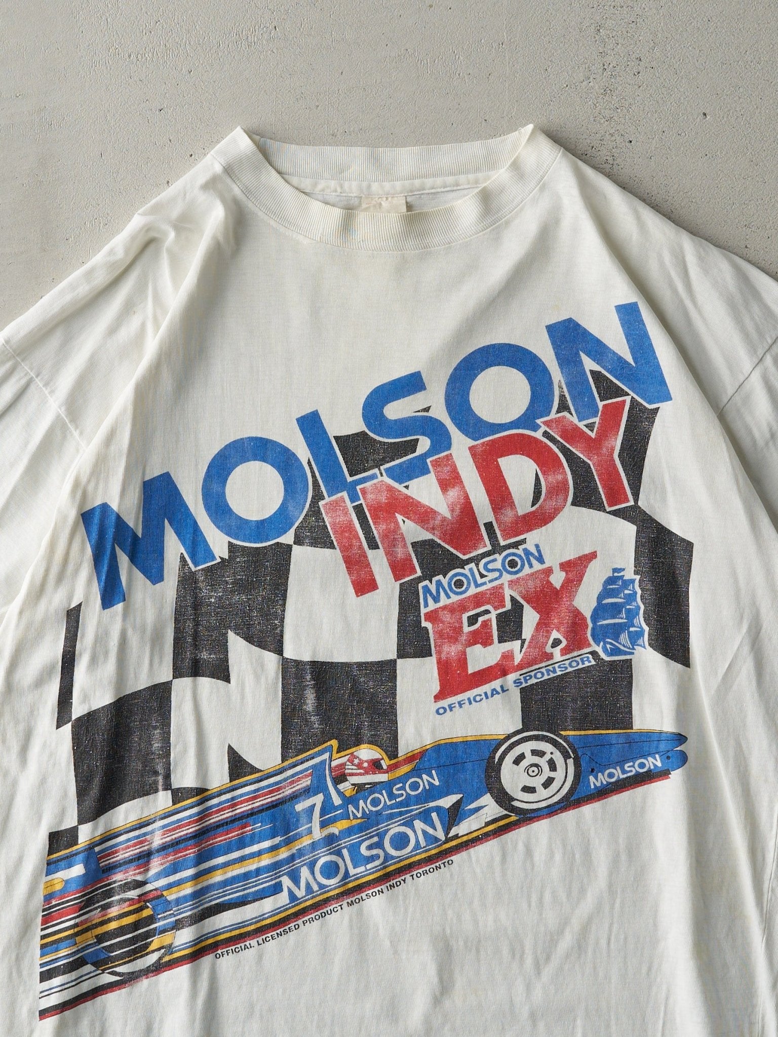 Vintage 90s White Toronto Molson Indy Racing Tee (L)