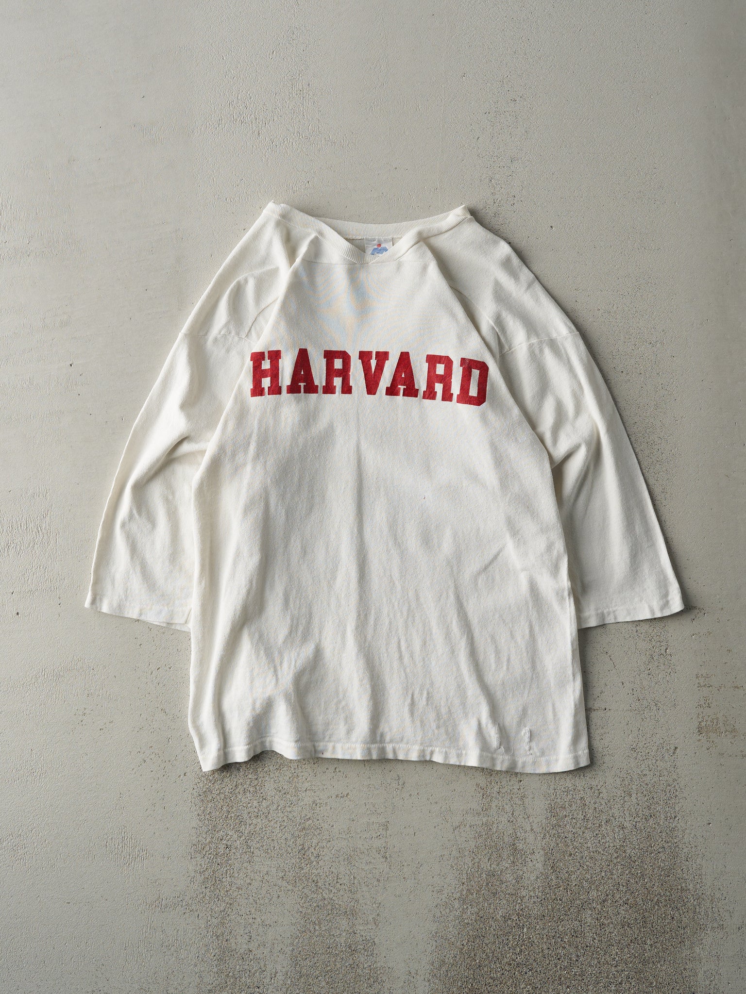 Vintage 80s White Harvard 3/4 Sleeve Shirt (S)