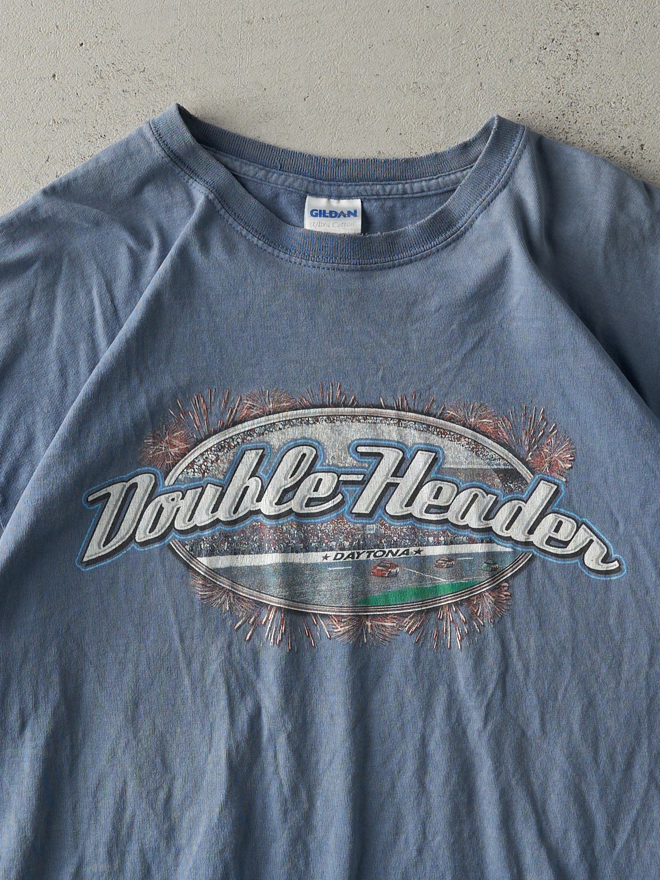 Vintage 07' Slate Blue Nascar Double-Header Racing Tee (L)