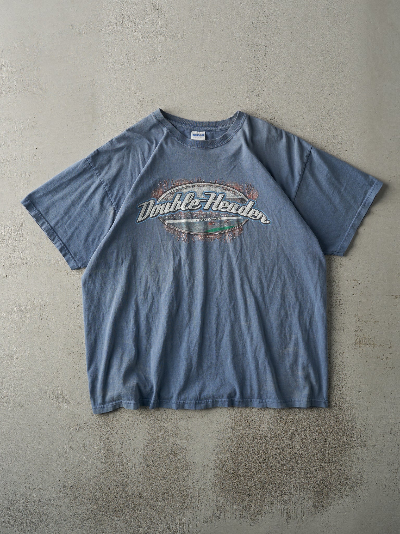 Vintage 07' Slate Blue Nascar Double-Header Racing Tee (L)