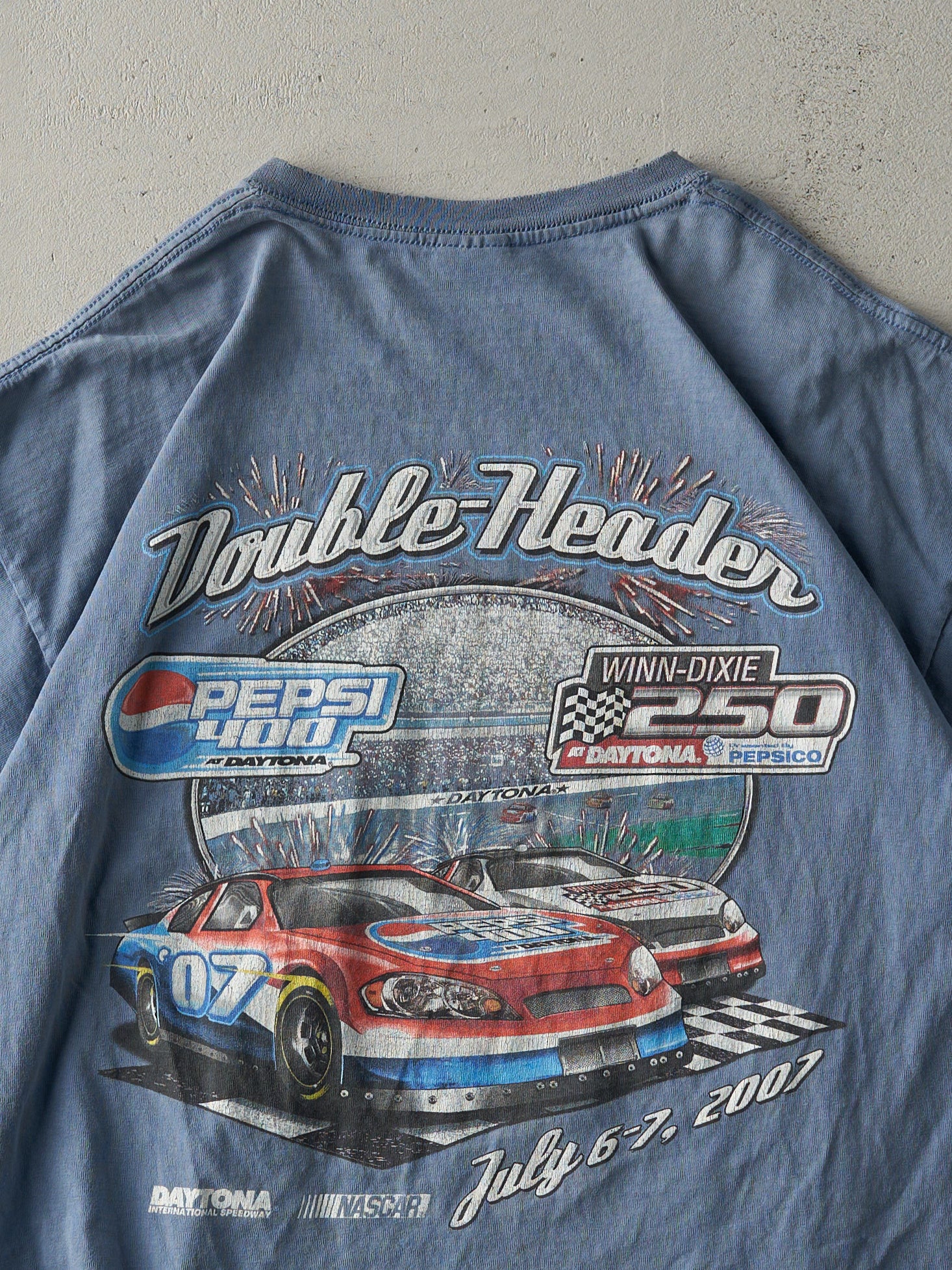 Vintage 07' Slate Blue Nascar Double-Header Racing Tee (L)