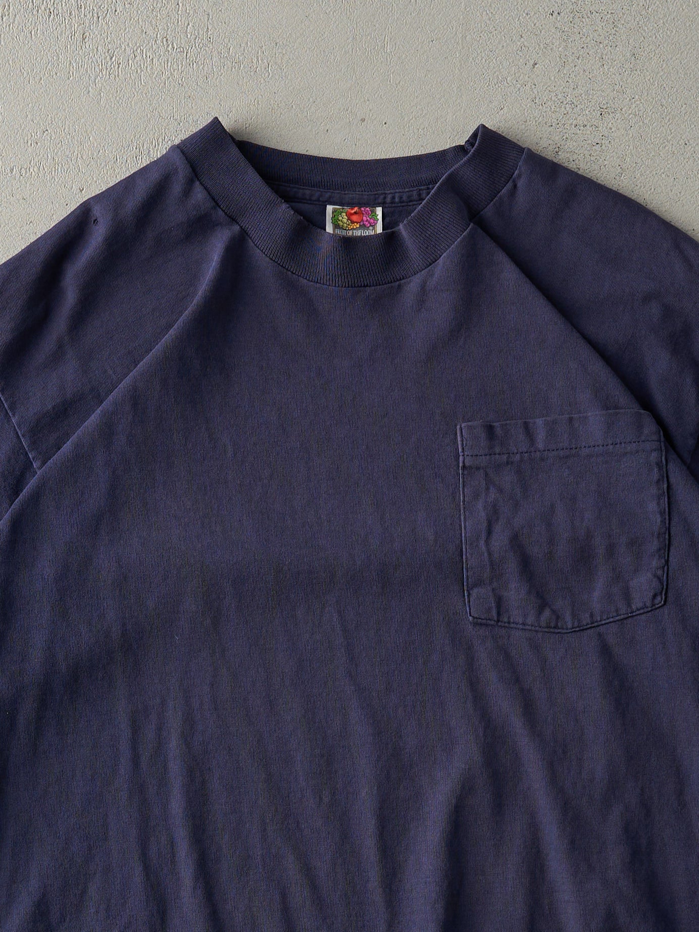 Vintage 90s Navy Blue Single Stitch Pocket Tee (M/L)