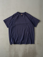 Vintage 90s Navy Blue Single Stitch Pocket Tee (M/L)