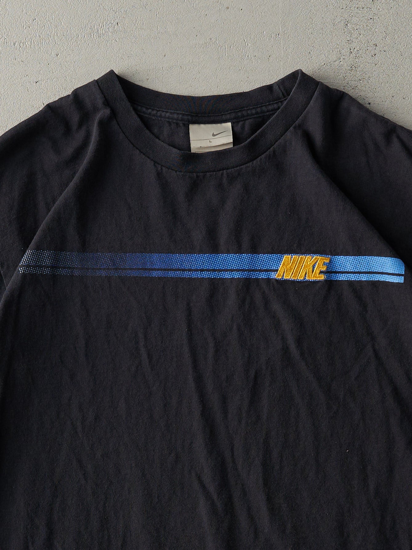 Vintage Y2K Faded Black Embroidered Nike Tee (M/L)