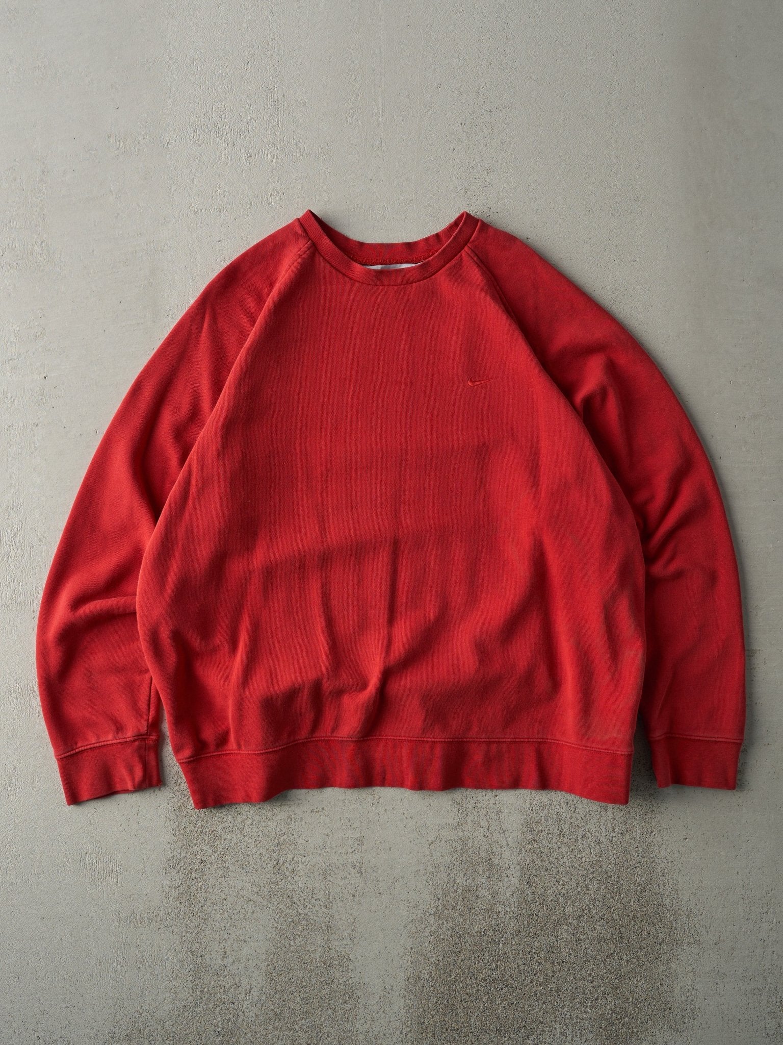 Vintage Y2K Red Nike Embroidered Tonal Swoosh Crewneck (L)