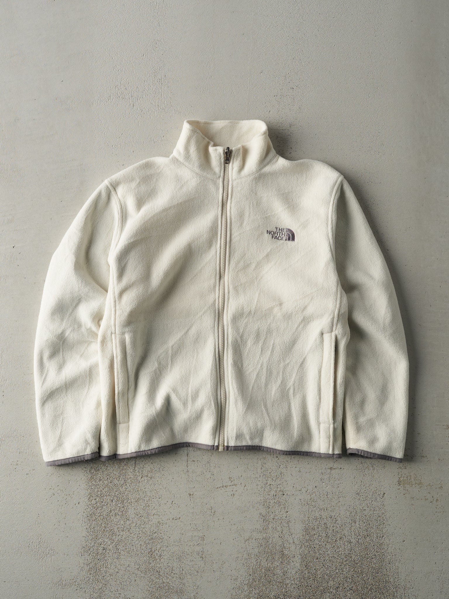 Vintage 90s White The North Face Fleece Zip Up Sweater (S/M)