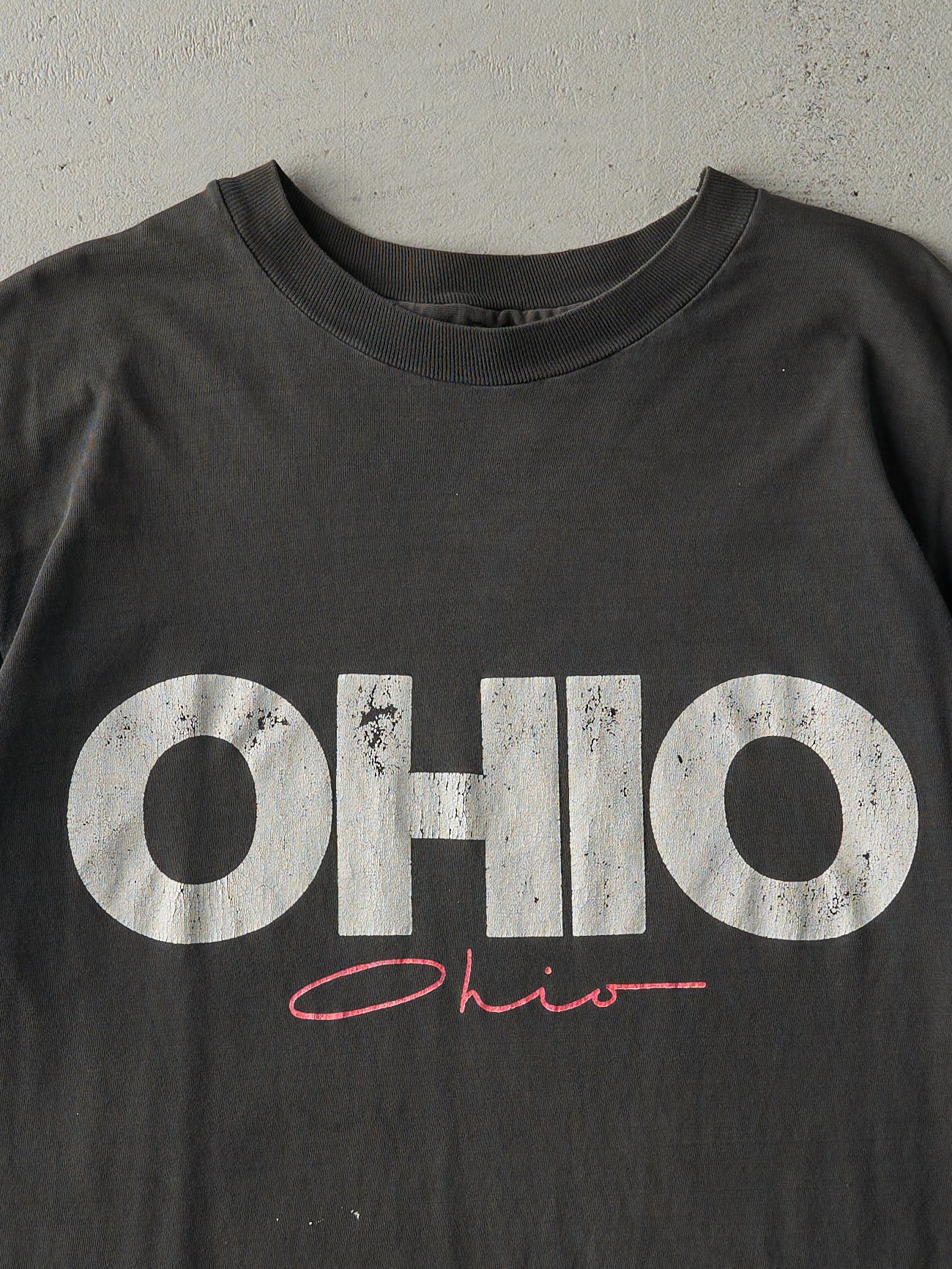 Vintage 90s Faded Black Ohio Single Stitch Tee (M)