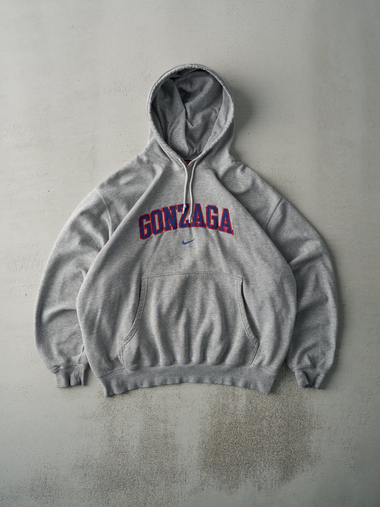 Vintage Y2K Grey Nike Center Swoosh Gonzaga Boxy Hoodie (XL)