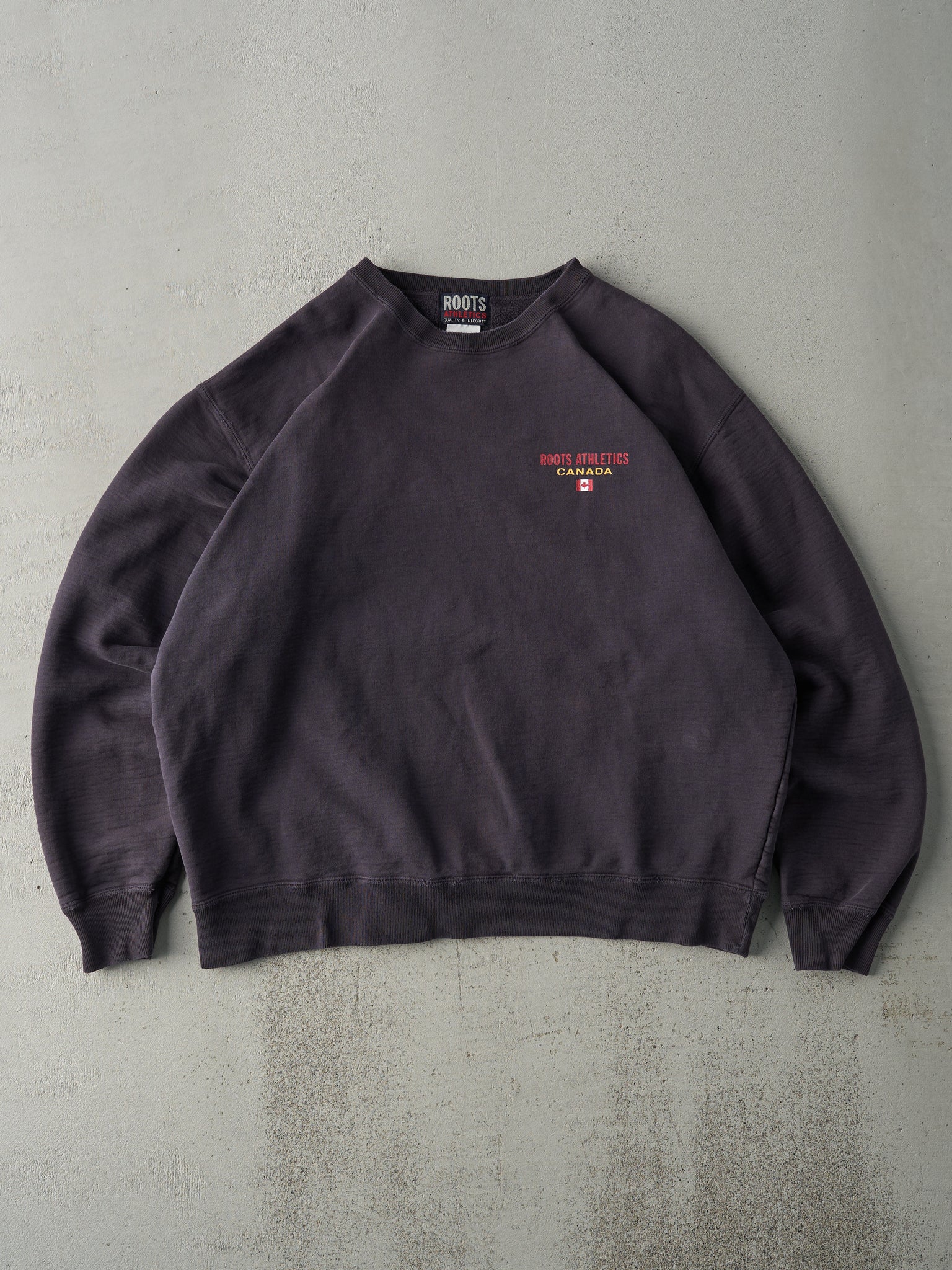 Vintage 90s Faded Navy Roots Logo Boxy Crewneck (XL)