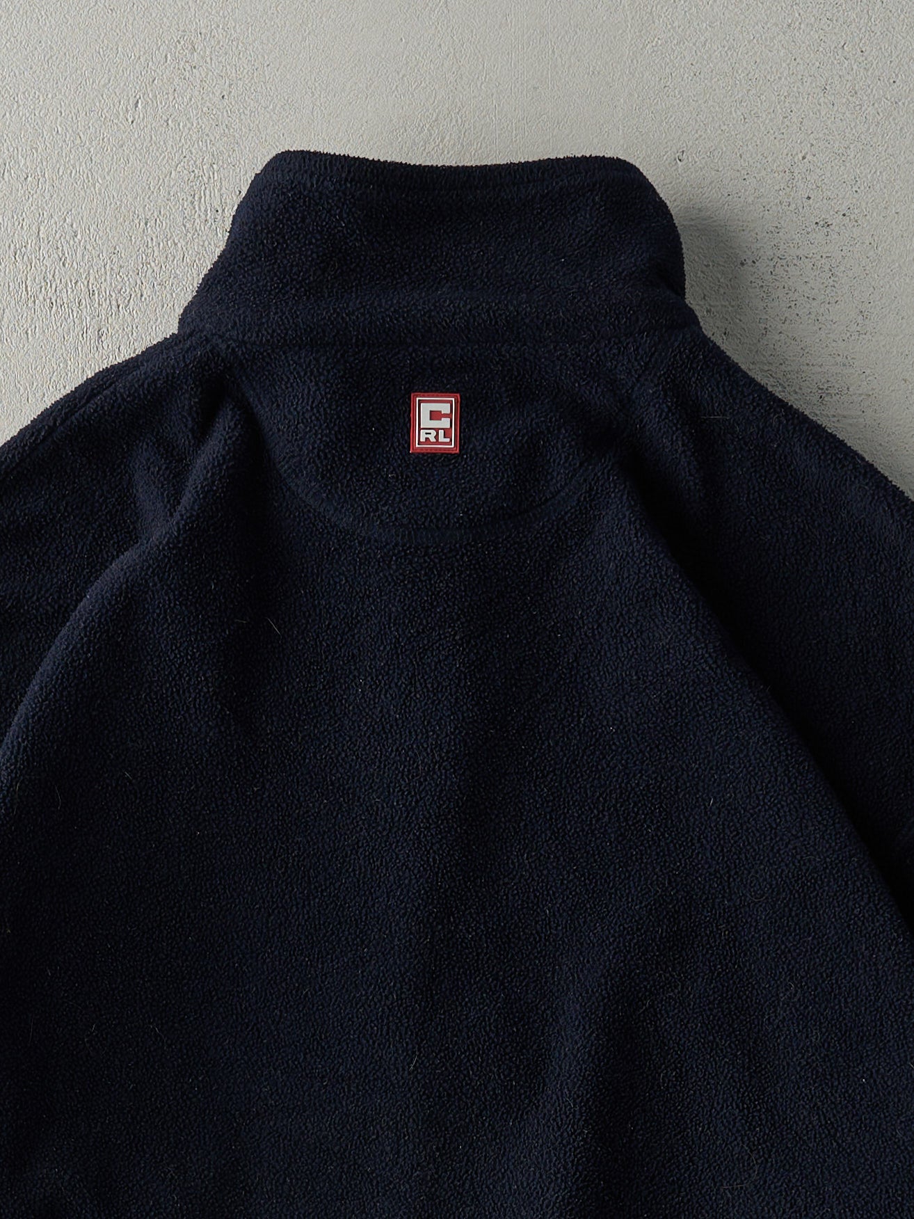 Vintage 90s Navy Blue Chaps Logo Fleece Zip Up Sweater (L)