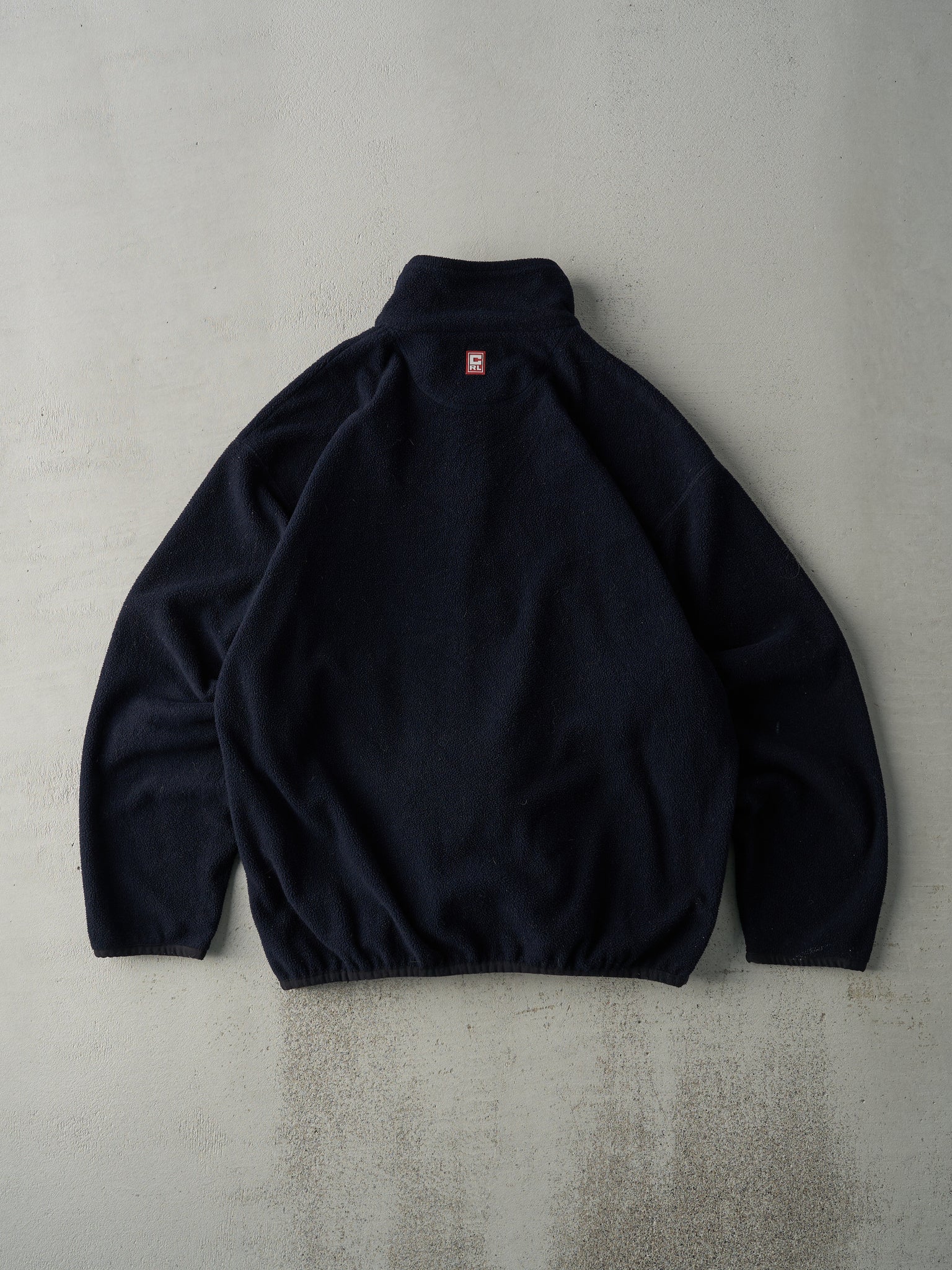 Vintage 90s Navy Blue Chaps Logo Fleece Zip Up Sweater (L)