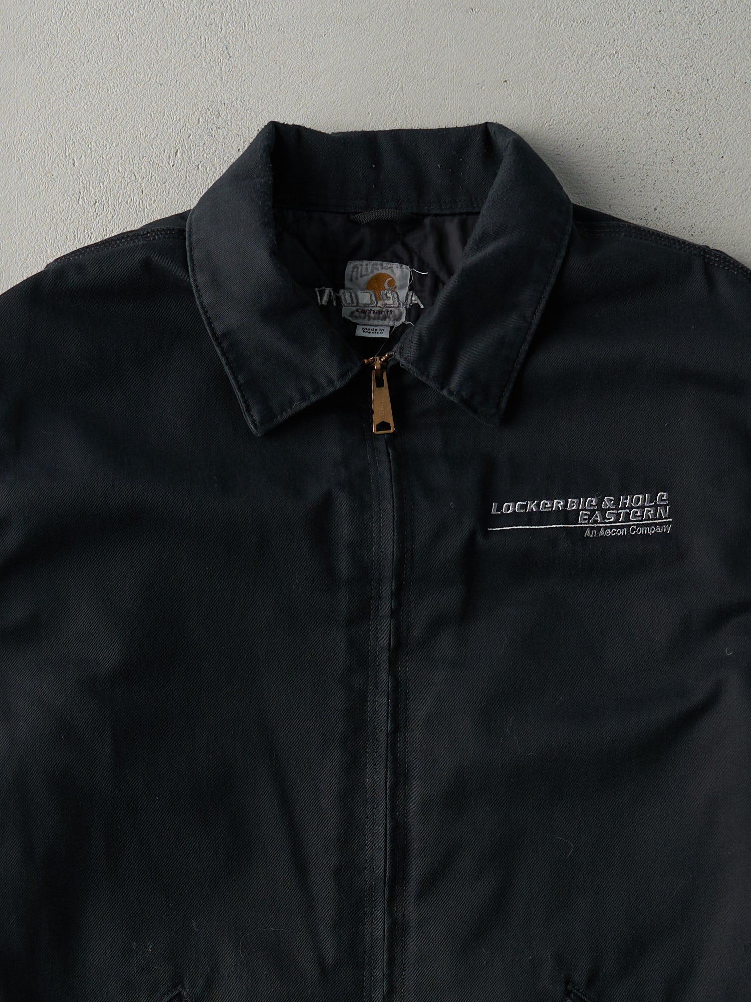 Vintage 90s Black Carhartt Embroidered Logo Shop Coat (XL)