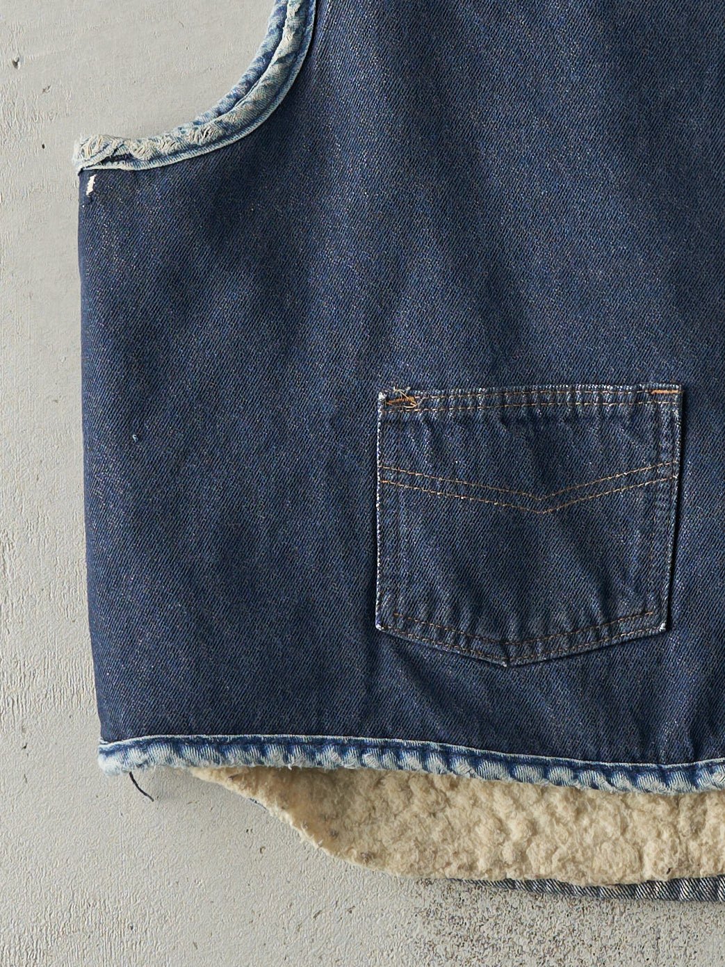 Vintage 70s Denim Wool Lined Roebucks Workwear Vest (M)