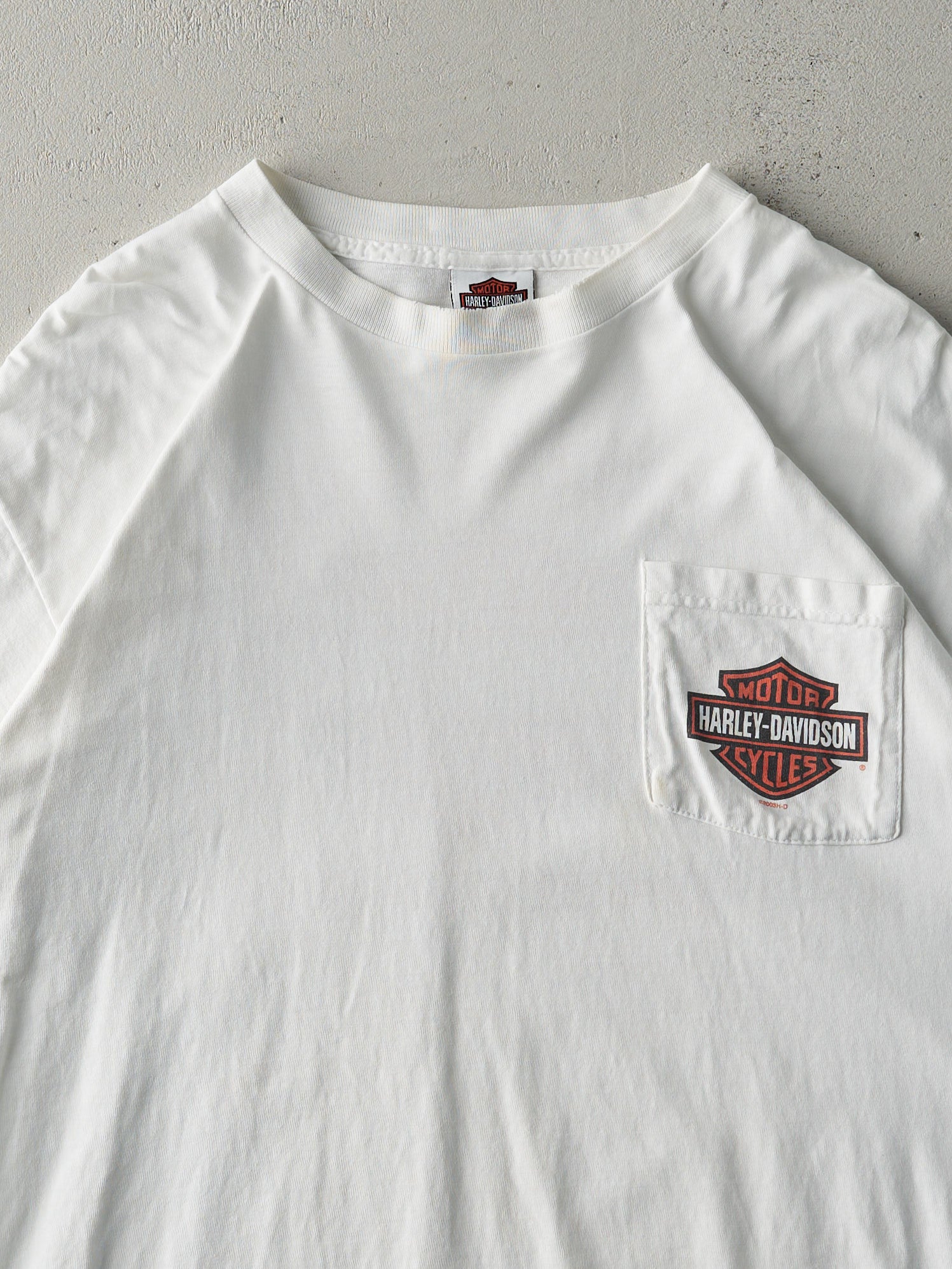 Vintage 03' White Honolulu Hawaii Harley Davidson Pocket Tee (M/L)