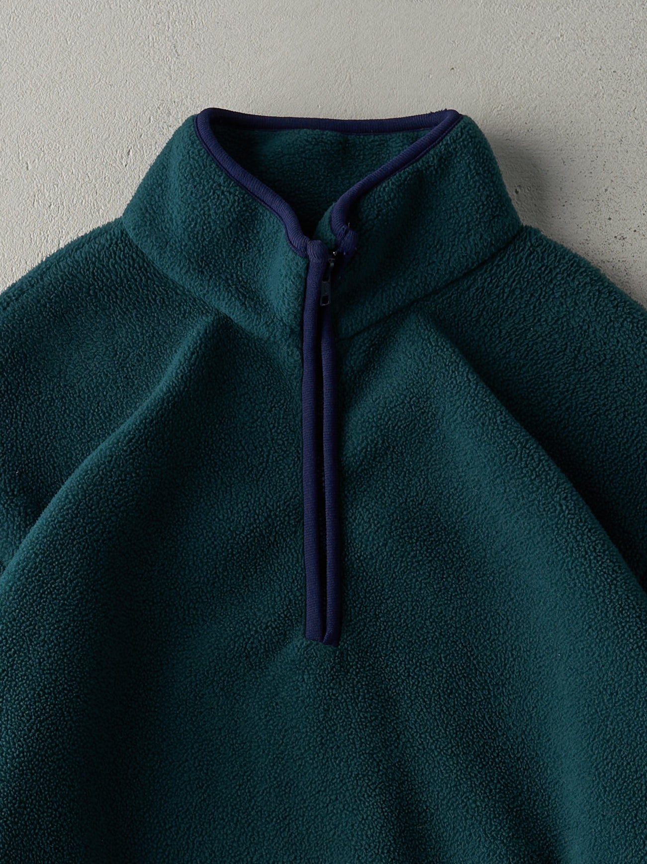 Vintage 90s Forest Green Blank Quarter Zip Fleece Sweater (L/XL)