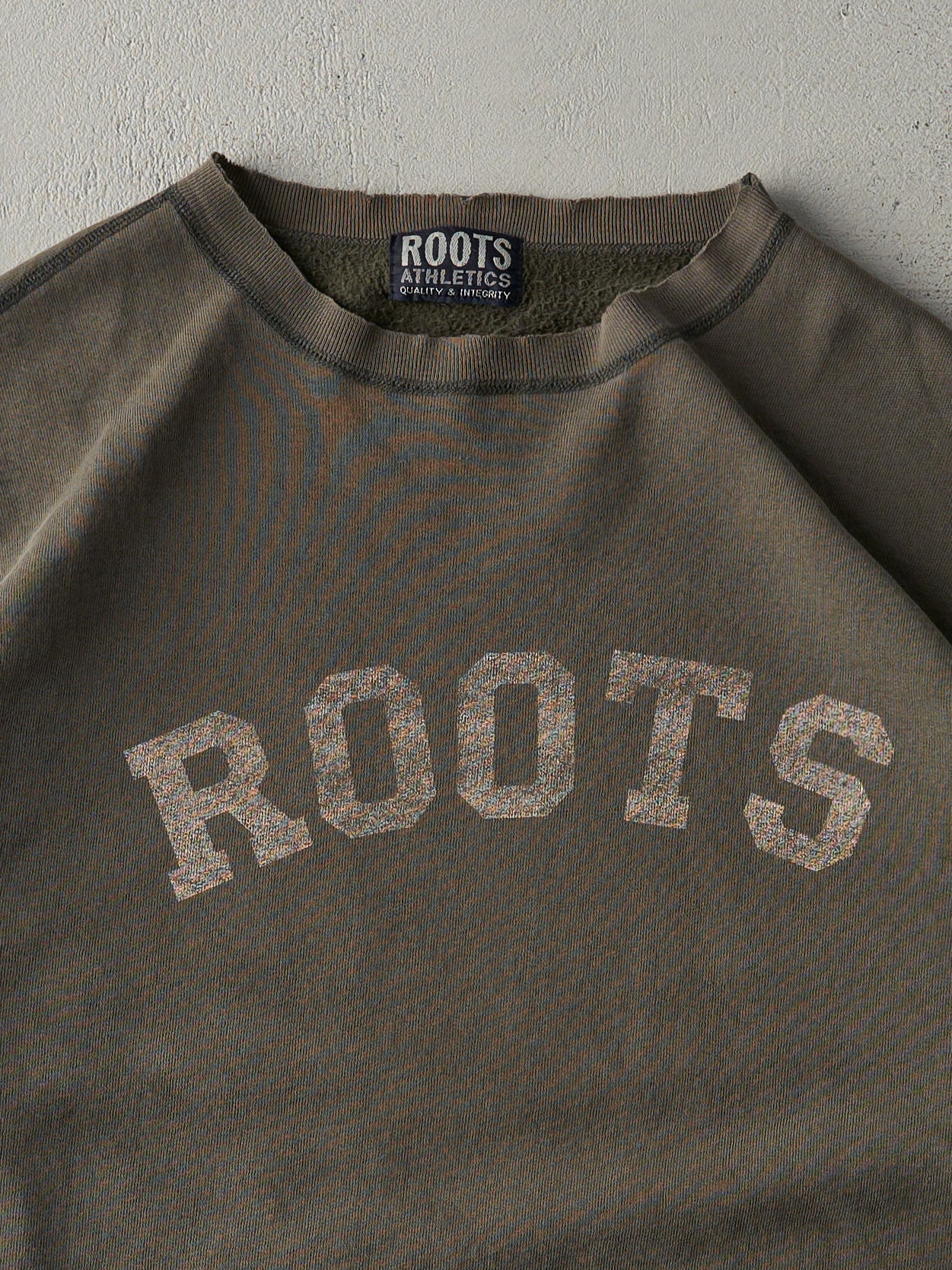 Vintage Y2K Olive Green Roots Logo Boxy Crewneck (L/XL)