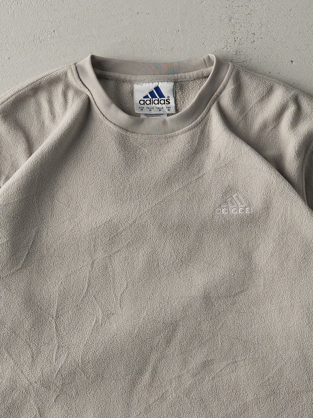 Vintage Y2K Biege Adidas Logo Fleece Pullover (L)