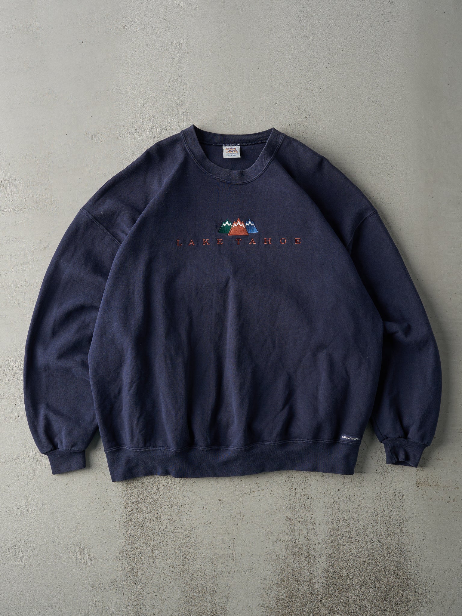 Vintage 90s Navy Blue Embroidered Lake Tahoe Crewneck (L/XL)