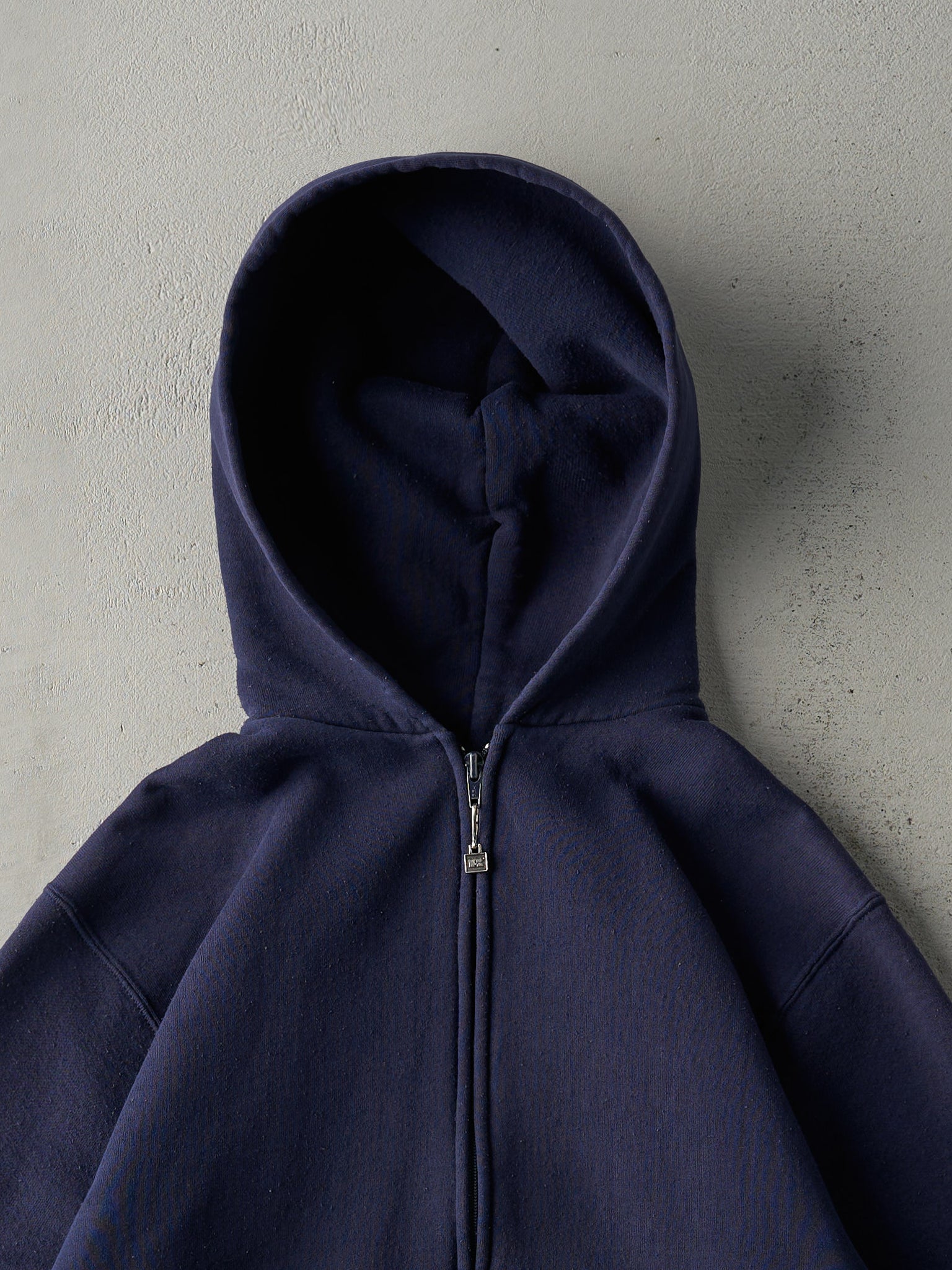 Vintage 90s Navy Blue Russell Athletics Blank Zip Up Hoodie (M)