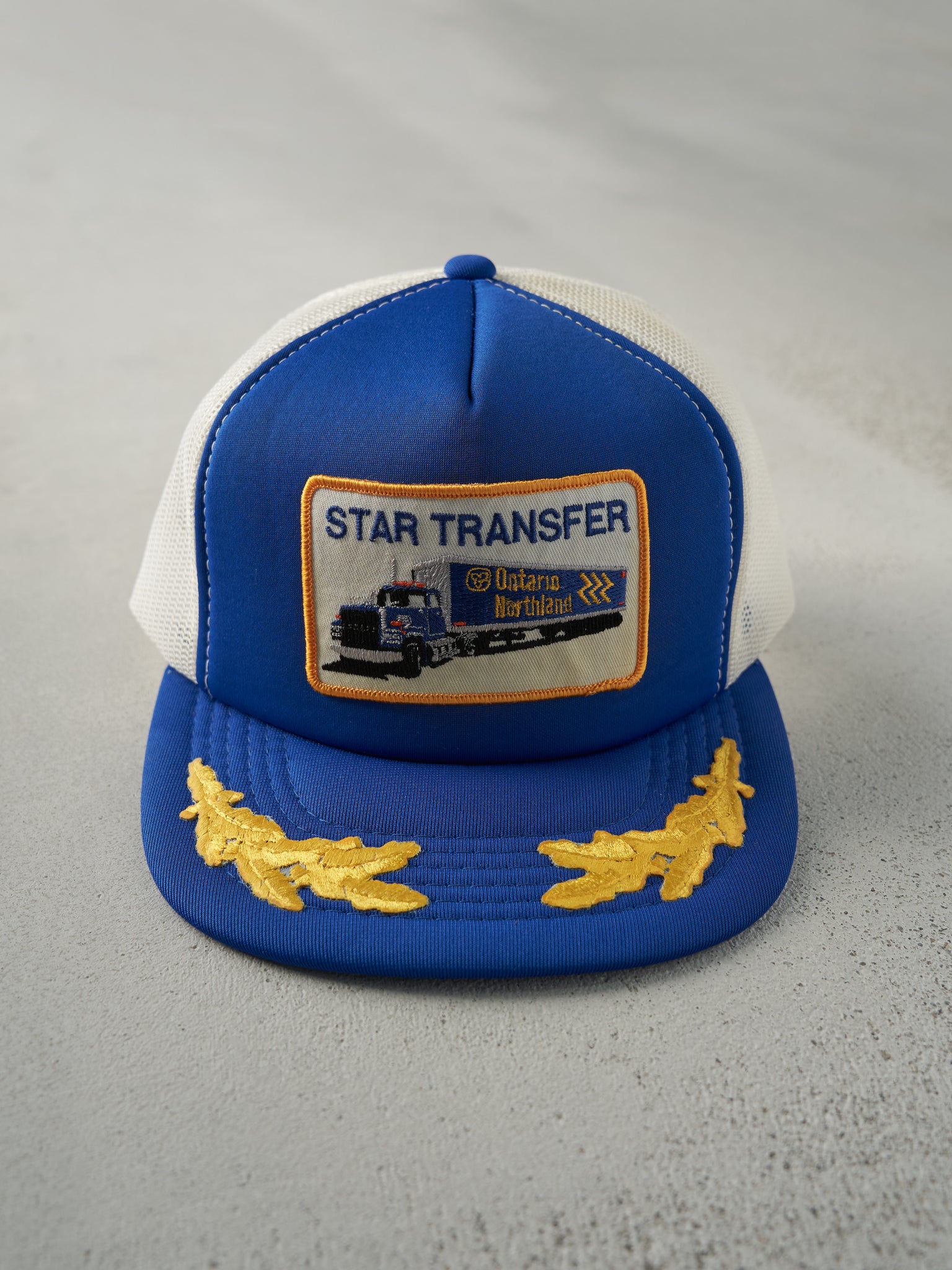 Vintage 80s Royal Blue Star Transfer Foam Trucker Hat