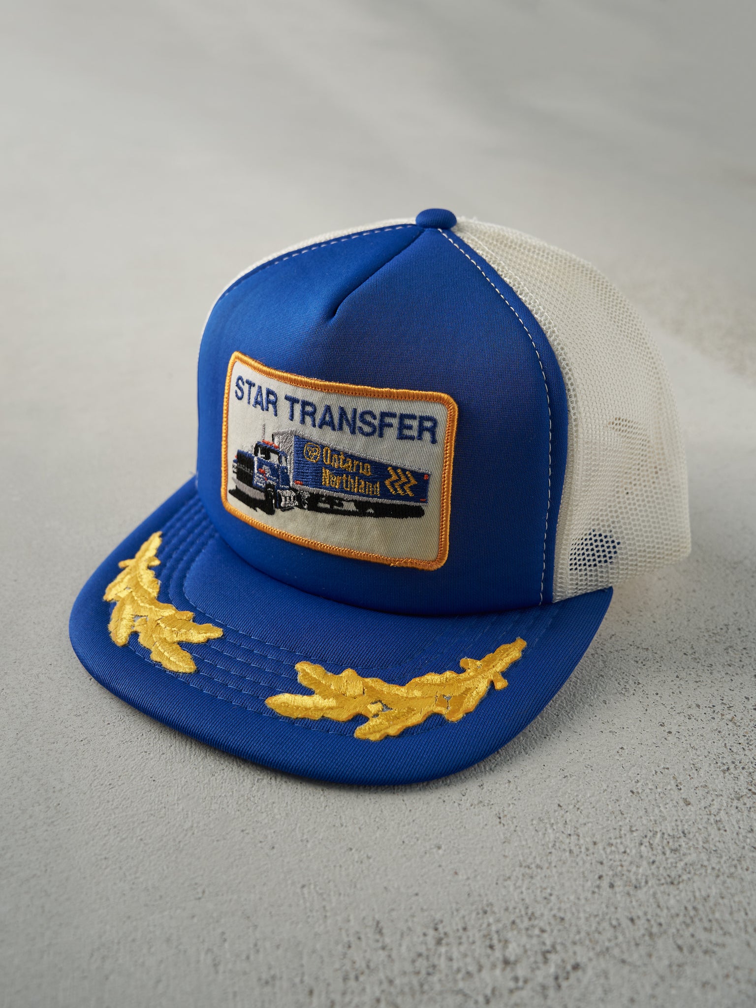 Vintage 80s Royal Blue Star Transfer Foam Trucker Hat