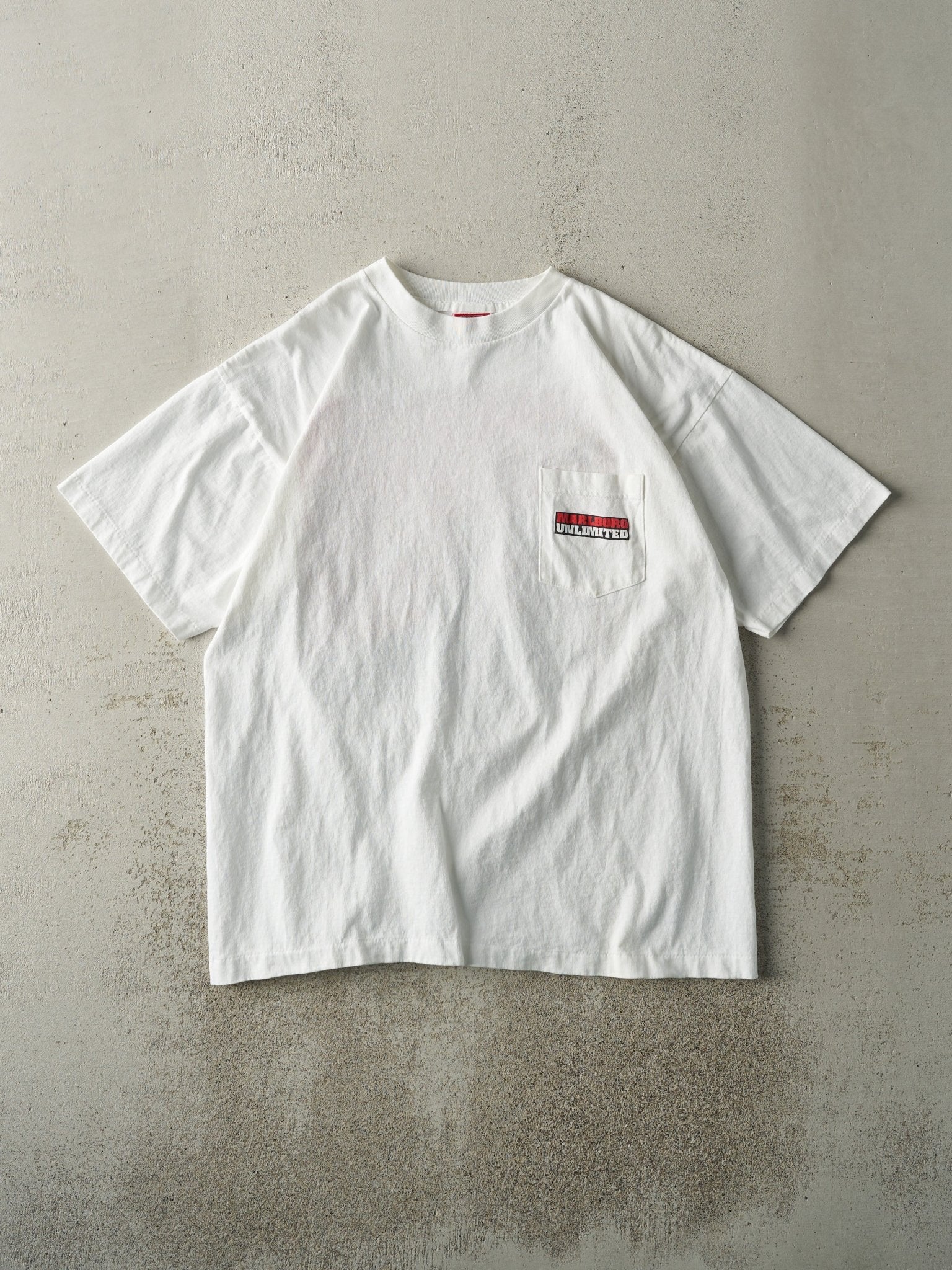 Vintage 95' White Marlboro Unlimited Pocket Tee (L)