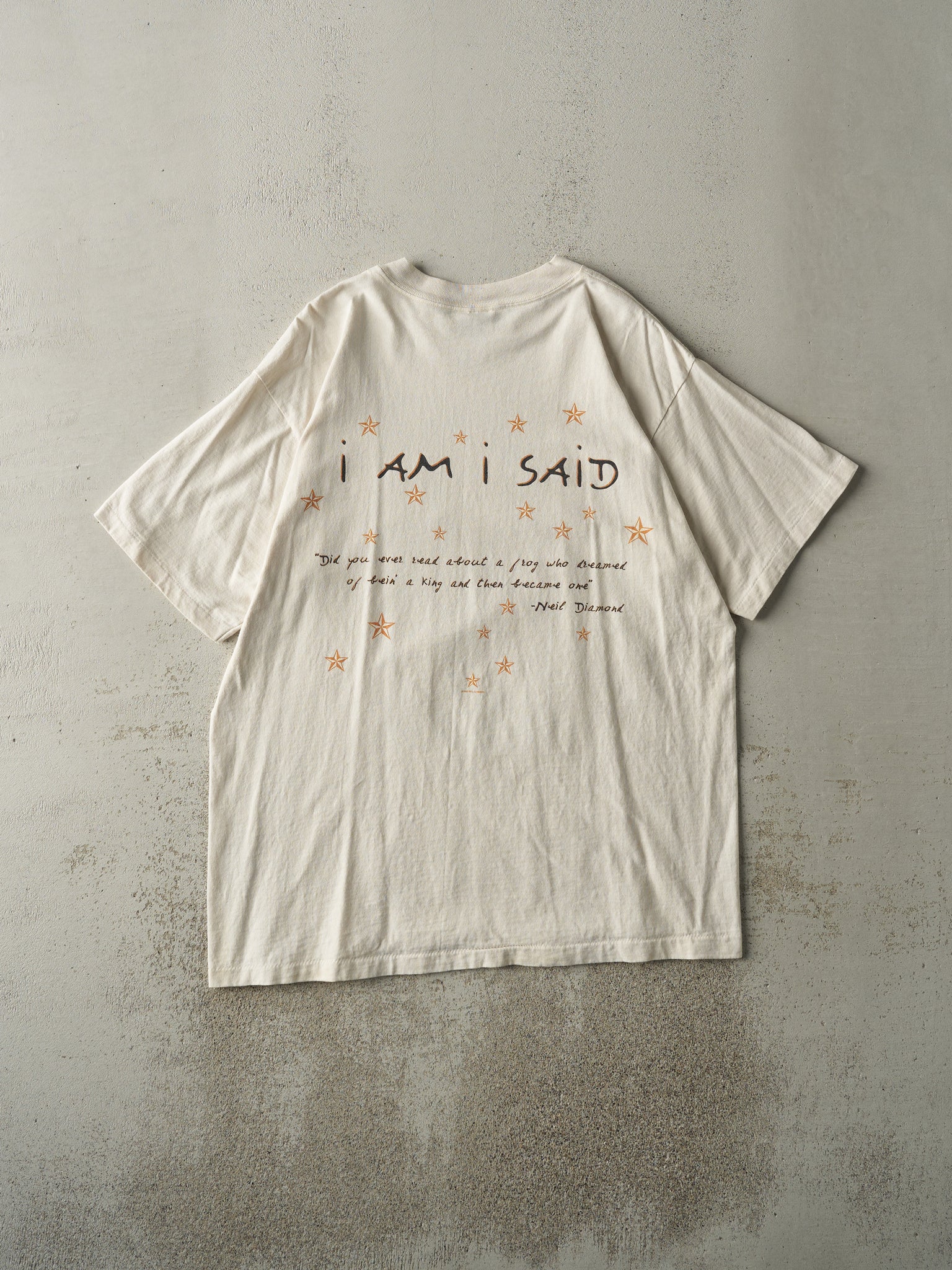 Vintage 96' Beige Neil Diamond "I Am I Said" Single Stitch Tee (L/XL)