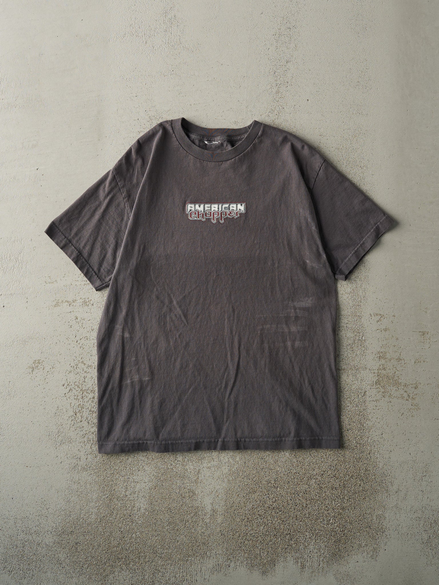 Vintage Y2K Charcoal Grey American Chopper Tee (M)