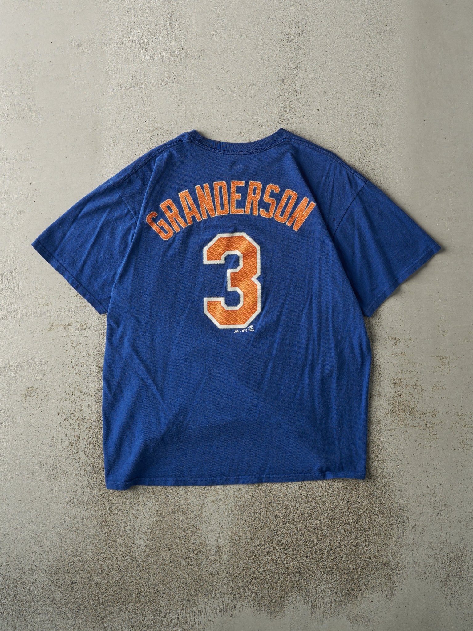 Vintage Y2K Blue New York Mets #3 Curtis Granderson Player Tee (L)