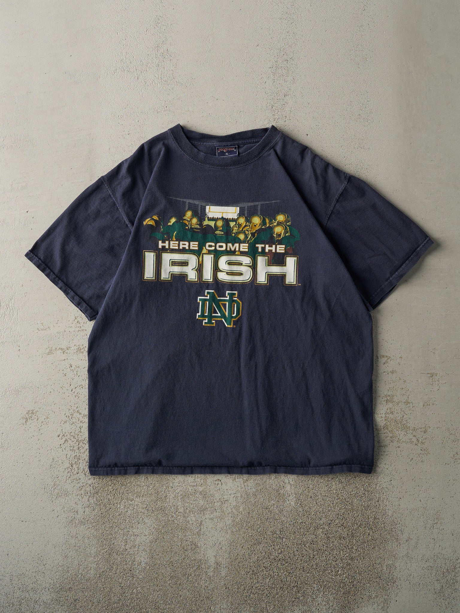 Vintage 90s Navy Blue Notre Dame Fighting Irish Tee (L)