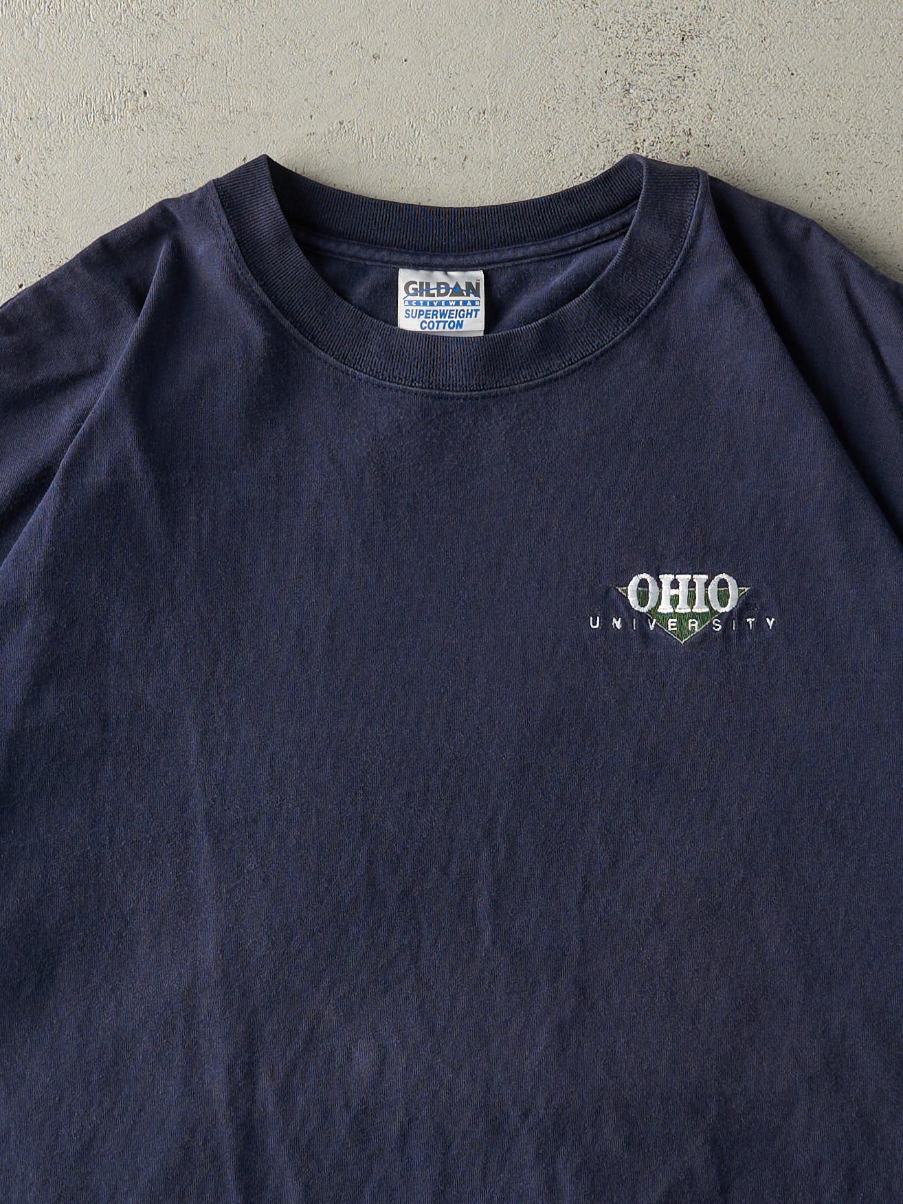 Vintage 90s Navy Blue Embroidered Ohio University Tee (XL)