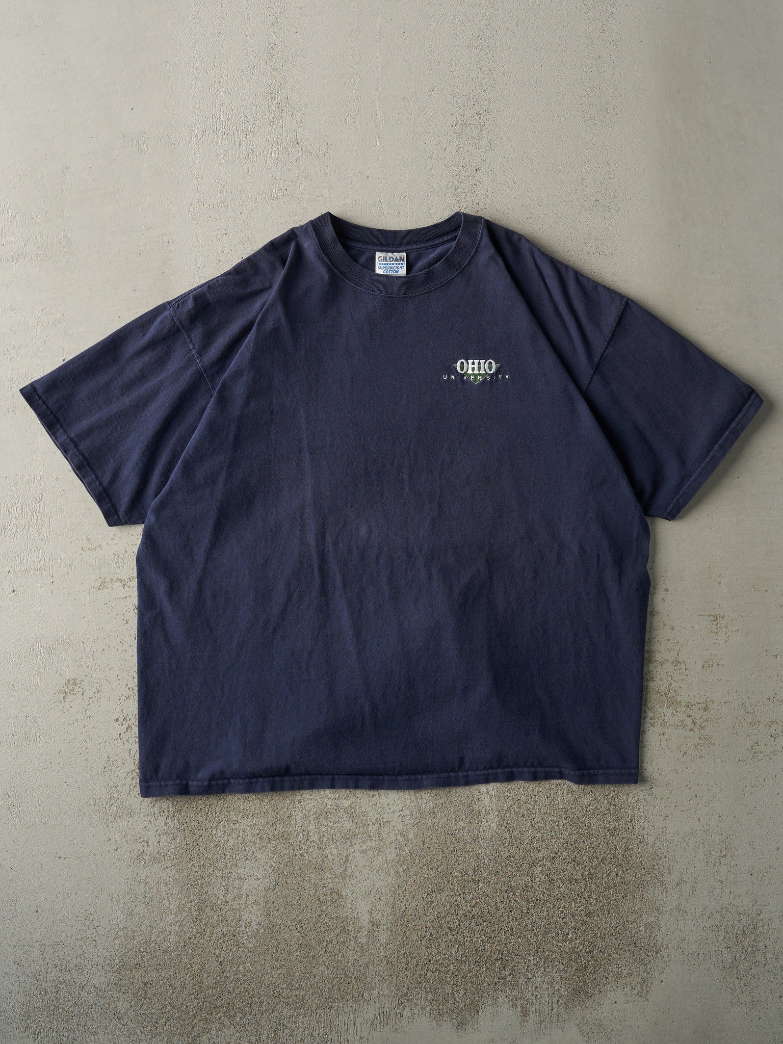 Vintage 90s Navy Blue Embroidered Ohio University Tee (XL)