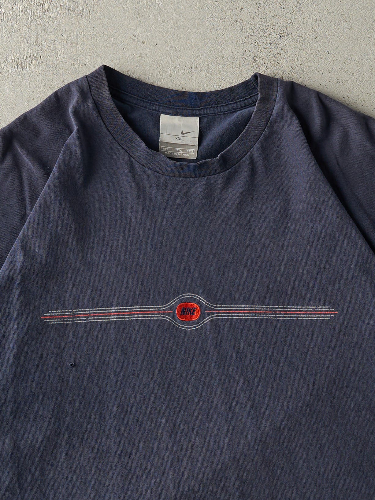 Vintage Y2K Navy Blue Embroidered Nike Tee (XL)