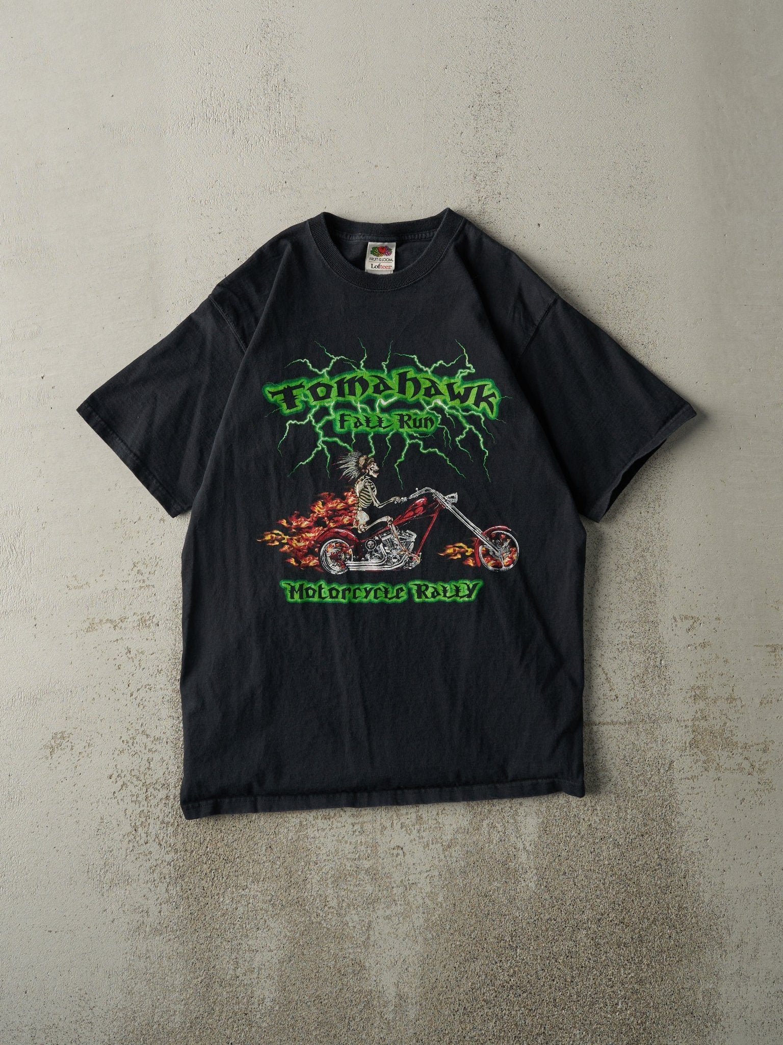 Vintage 05' Black Tomahawk Motorcycle Rally Tee (M)