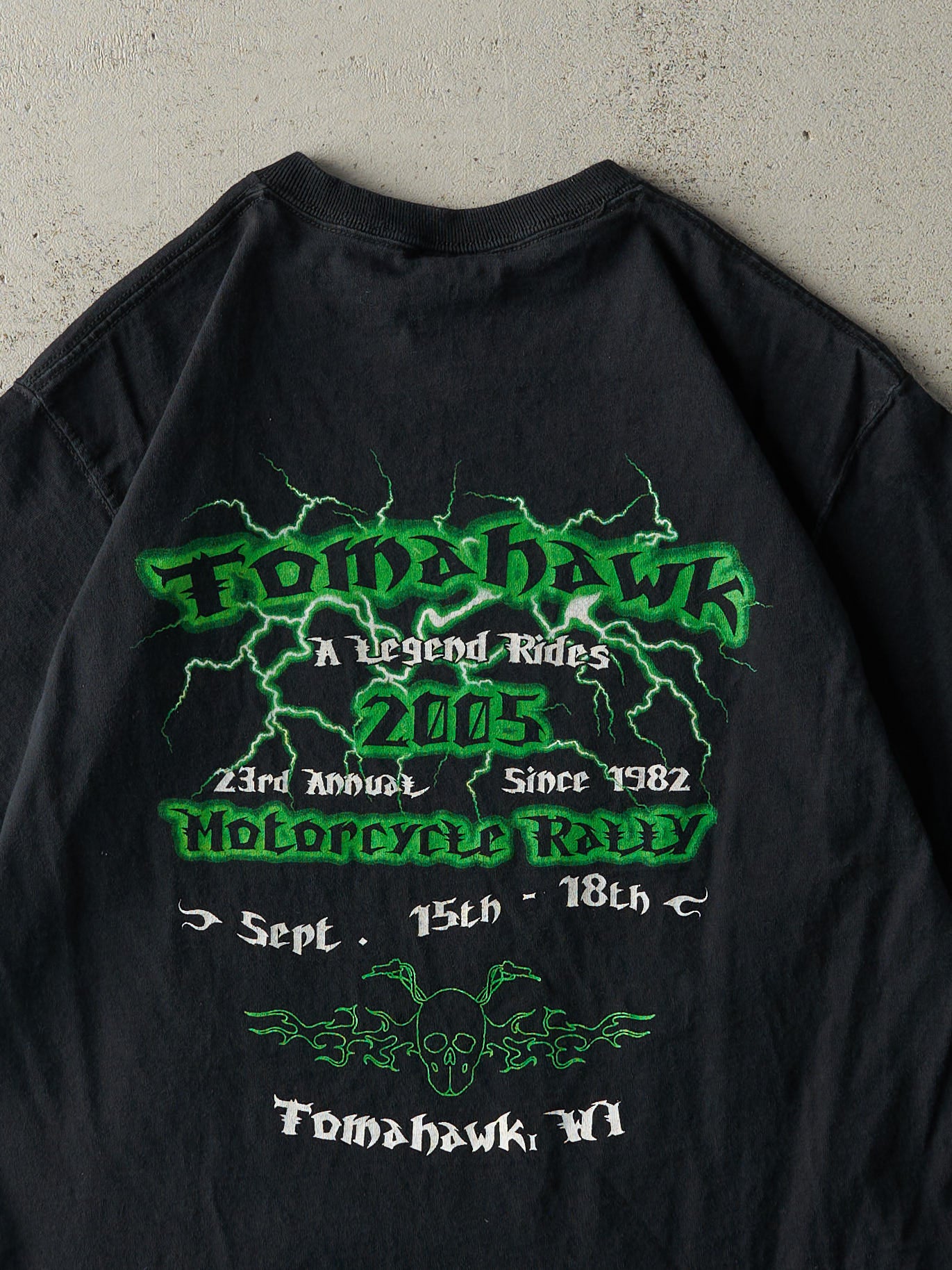 Vintage 05' Black Tomahawk Motorcycle Rally Tee (M)
