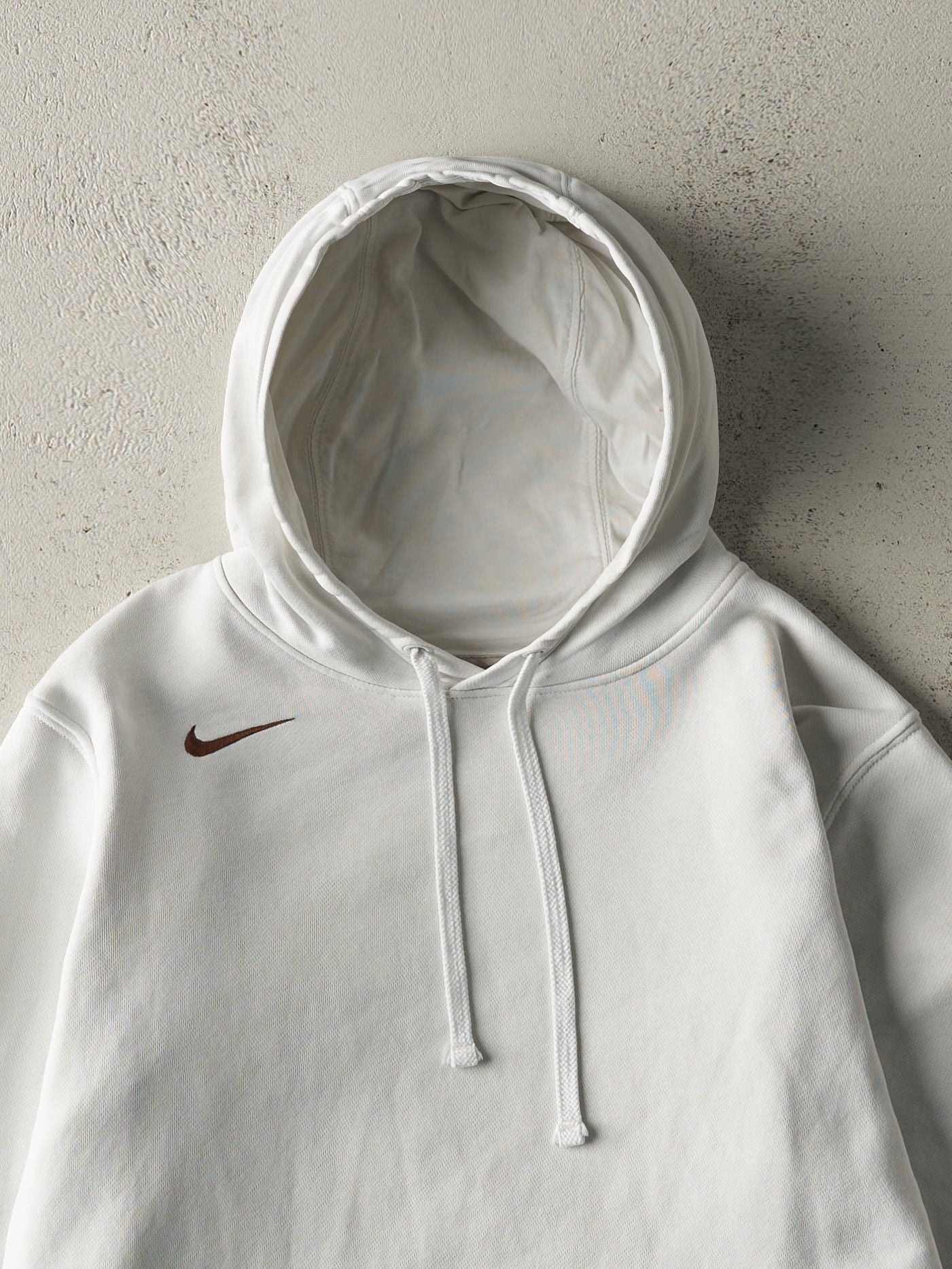 Vintage Y2K White Nike Swoosh Embroidered Hoodie (S/M)