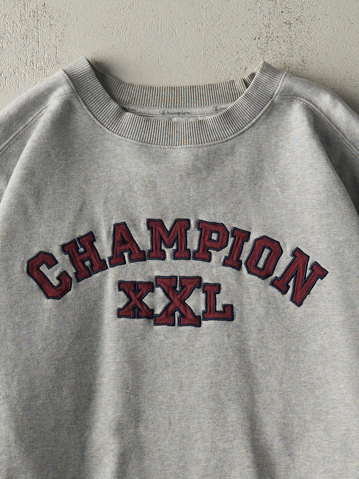 Vintage Y2K Grey Embroidered Champion Crewneck (XL/XXL)