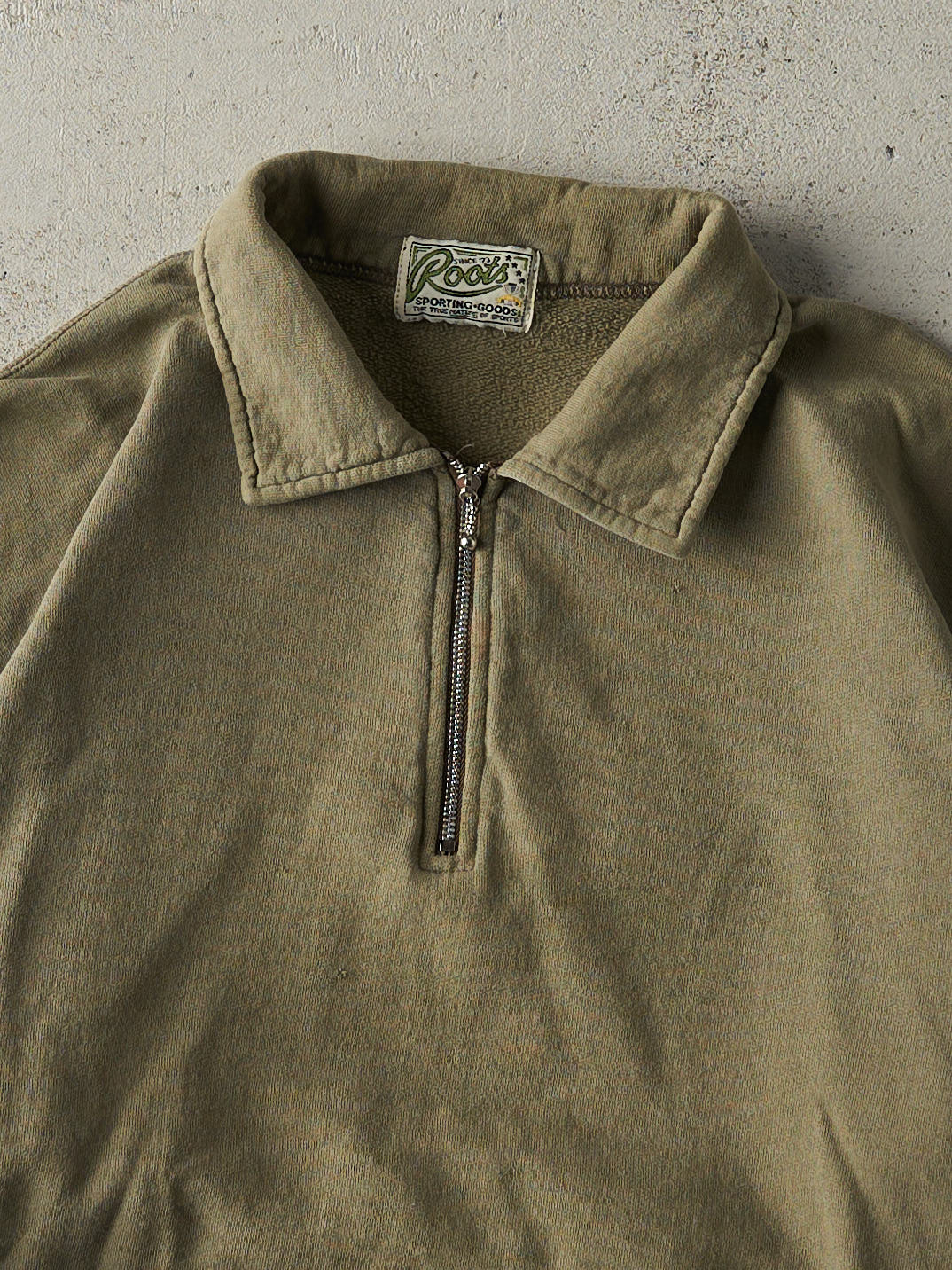 Vintage 90s Green Roots Quarter Zip Sweatshirt (L)