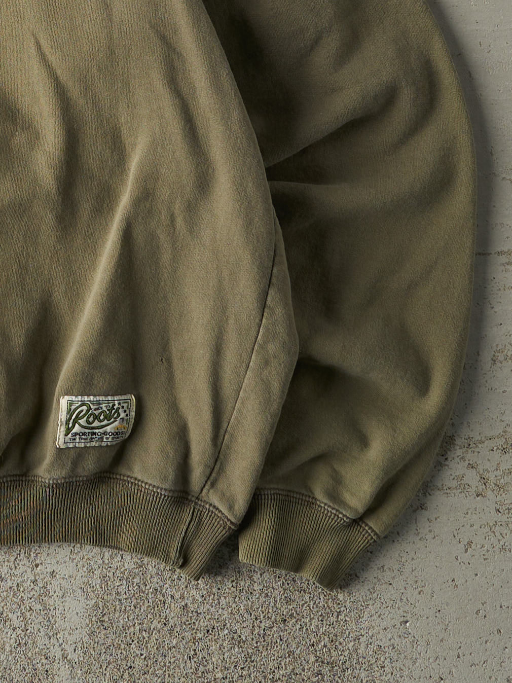 Vintage 90s Green Roots Quarter Zip Sweatshirt (L)