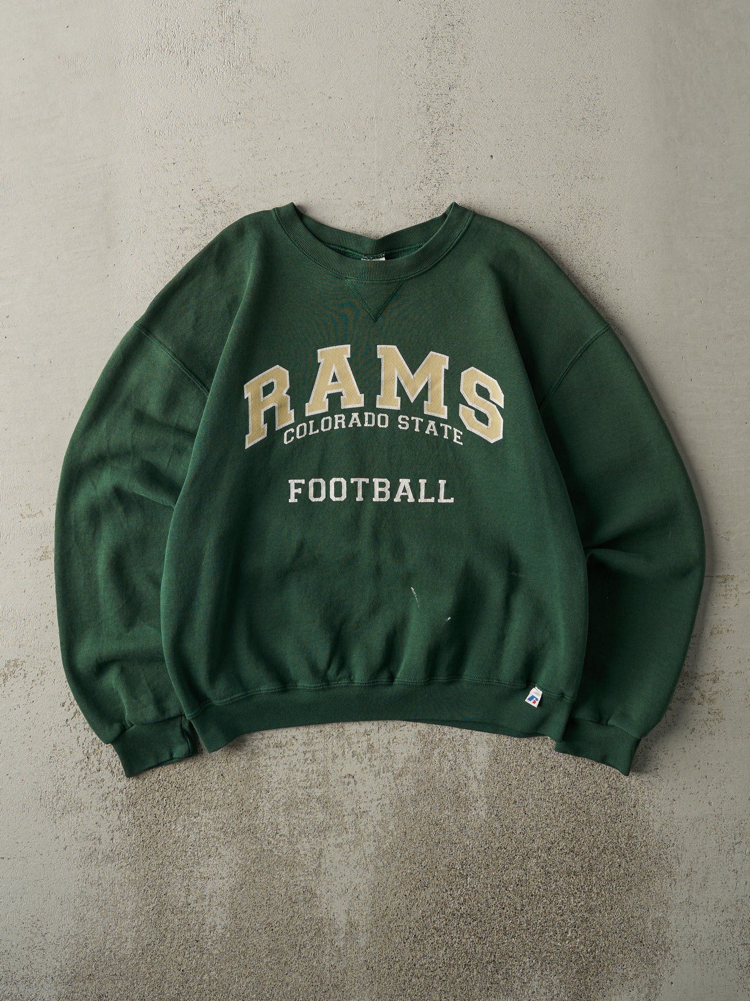 Vintage Y2K Green Colorado State Rams Football Russell Athletic Boxy Crewneck (M)